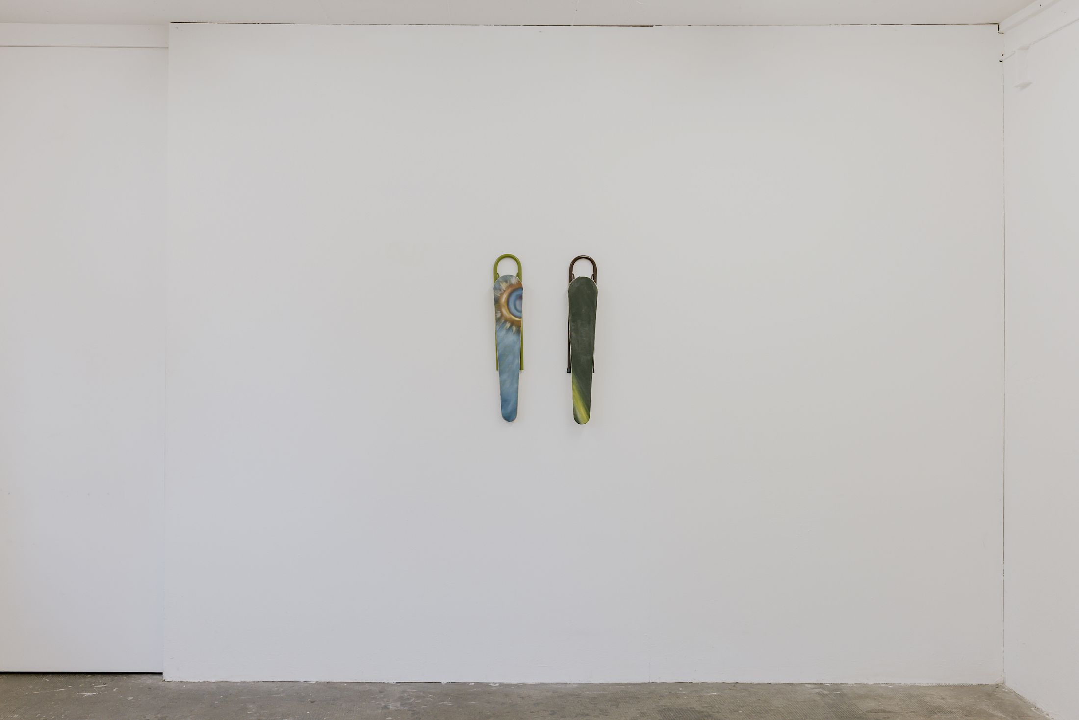 Exhibition View Duo Show Thalles Piaget and Yann Stéphane Bisso «Where have you been? ; view on Yann Stéphane Bisso, Way to blue / From the morning, 2025/2022» at WallStreet, Fribourg, 2025-2026 / Photo: Julie Folly / Courtesy: the artists and WallStreet