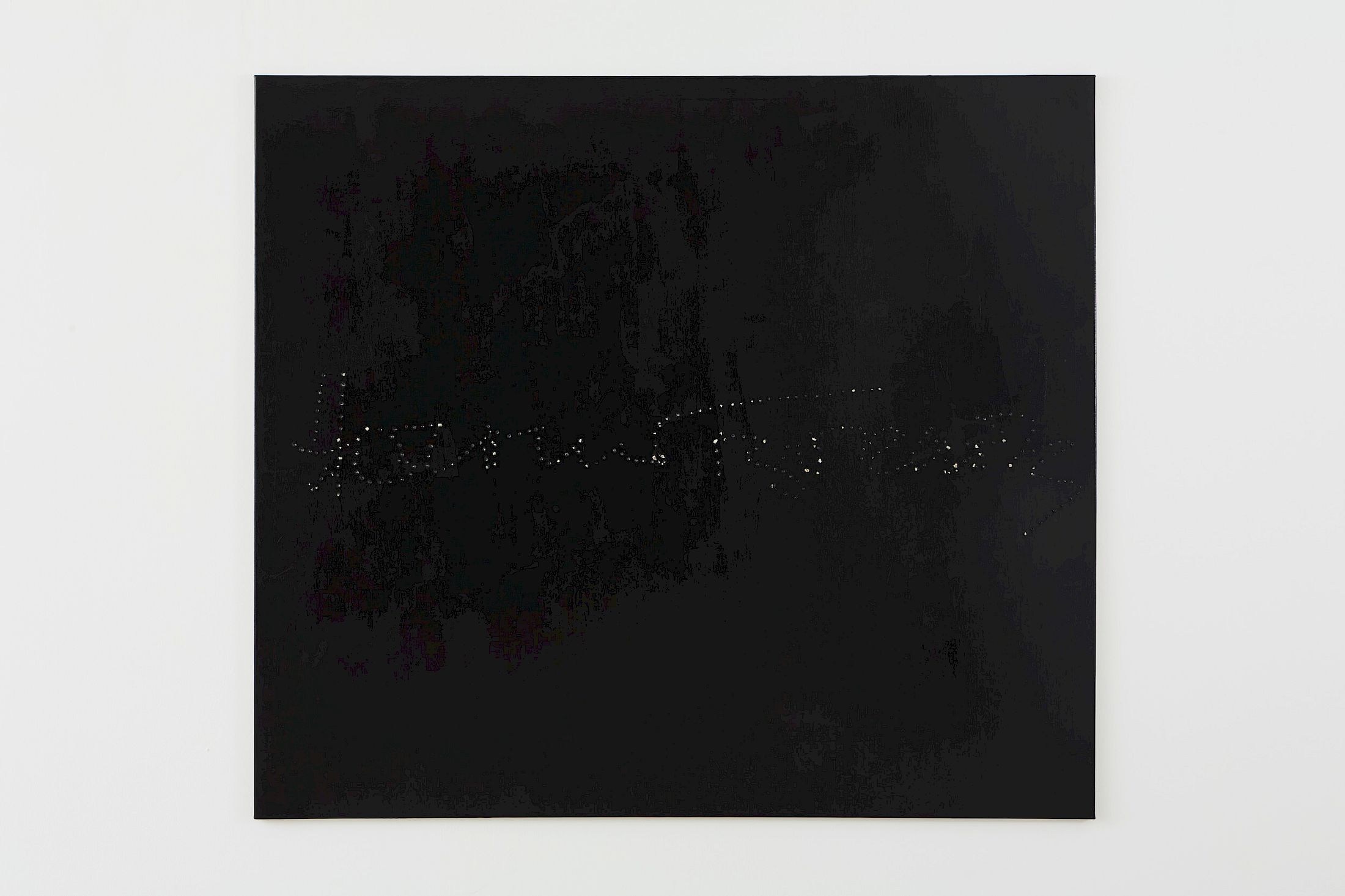 Exhibition View Solo Show Valentina Vaccarella «Cue Marks ; view on The Damned, 2026, Acrylic, pyrite and holes, 155 × 173 cm» at Sentiment, Zurich, 2026 / Photo: Philipp Rupp / Courtesy: the artist and Sentiment