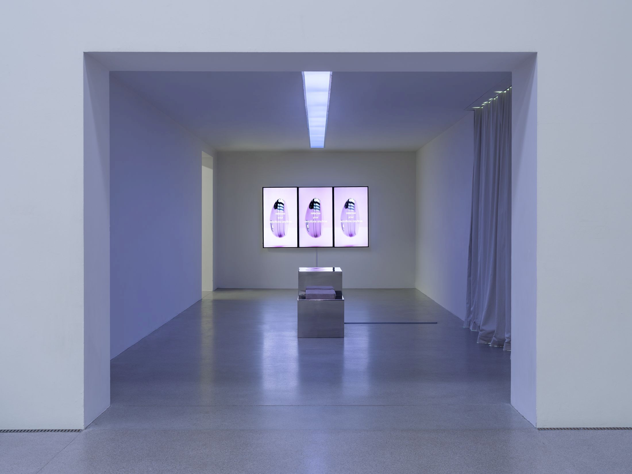 Exhibition View Solo Show Anita Muçolli «Navigating Estrangement» at Kunsthaus Biel / Centre d’Art Bienne, Biel/Bienne, 2026 / Photo: Lea Kunz / Courtesy:  the artist and Kunsthaus Biel / Centre d’Art Bienne