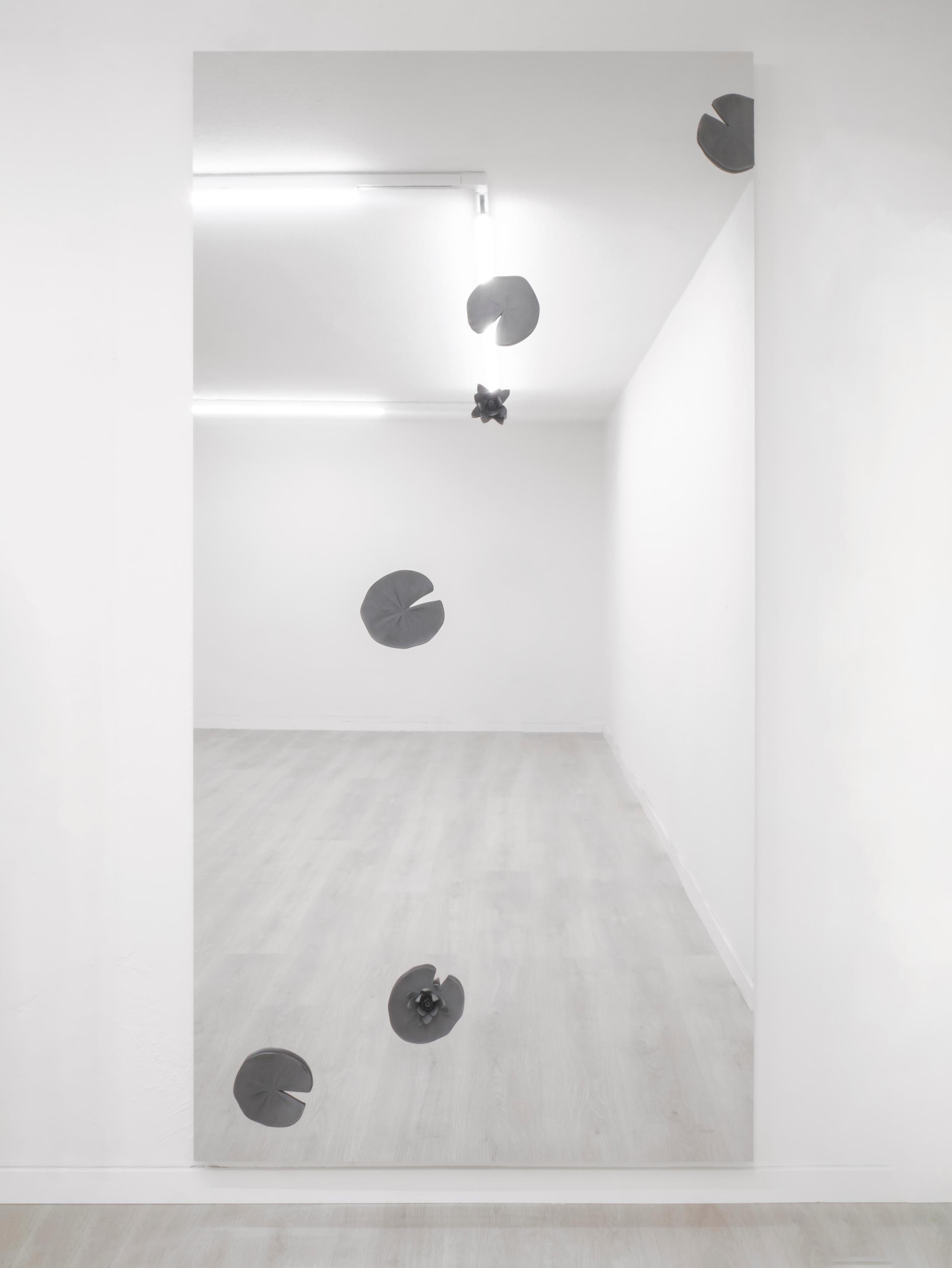 Exhibition View Solo Show Adam Cruces «Necessary Evil; view on Adam Cruces, Water Lilies, 2024, Polyamide MJF on aluminum, 200 x 100 cm» at Blue Velvet, Zurich, 2024 / Photo: Flavio Karrer / Courtesy: The artist and Blue Velvet