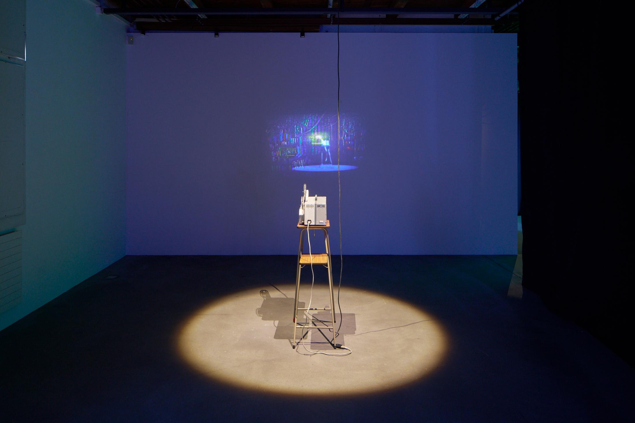 Exhibition View Solo Show [ a n y m a ] Michael Egger «Feedback Follies; view on Superbeam 2000, 2017/2024» at Kunsthalle Fri Art Fribourg, 2024-2025 / Photo: Guillaume Python / Courtesy of the artist and Kunsthalle Friart Fribourg