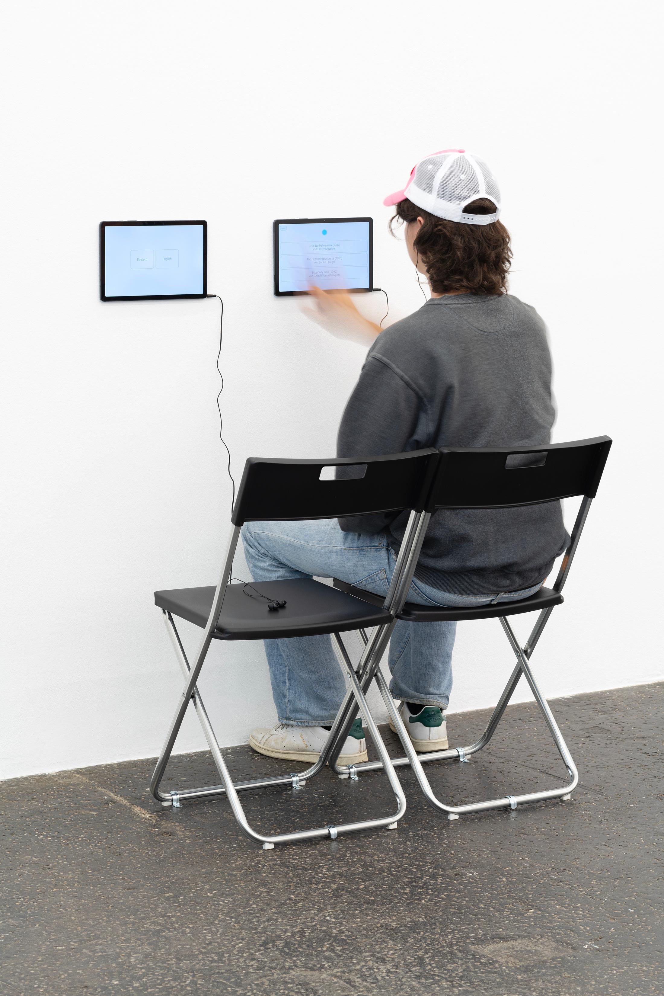 Exhibition View Group Show «ALL I EAT IN A DAY; view on Laurel Schwulst, Flight Simulator Entertainment, 2021~» at Kunst Halle Sankt Gallen, Sankt Gallen, 2024 / Photo: E. Sommer / Courtesy: the artist