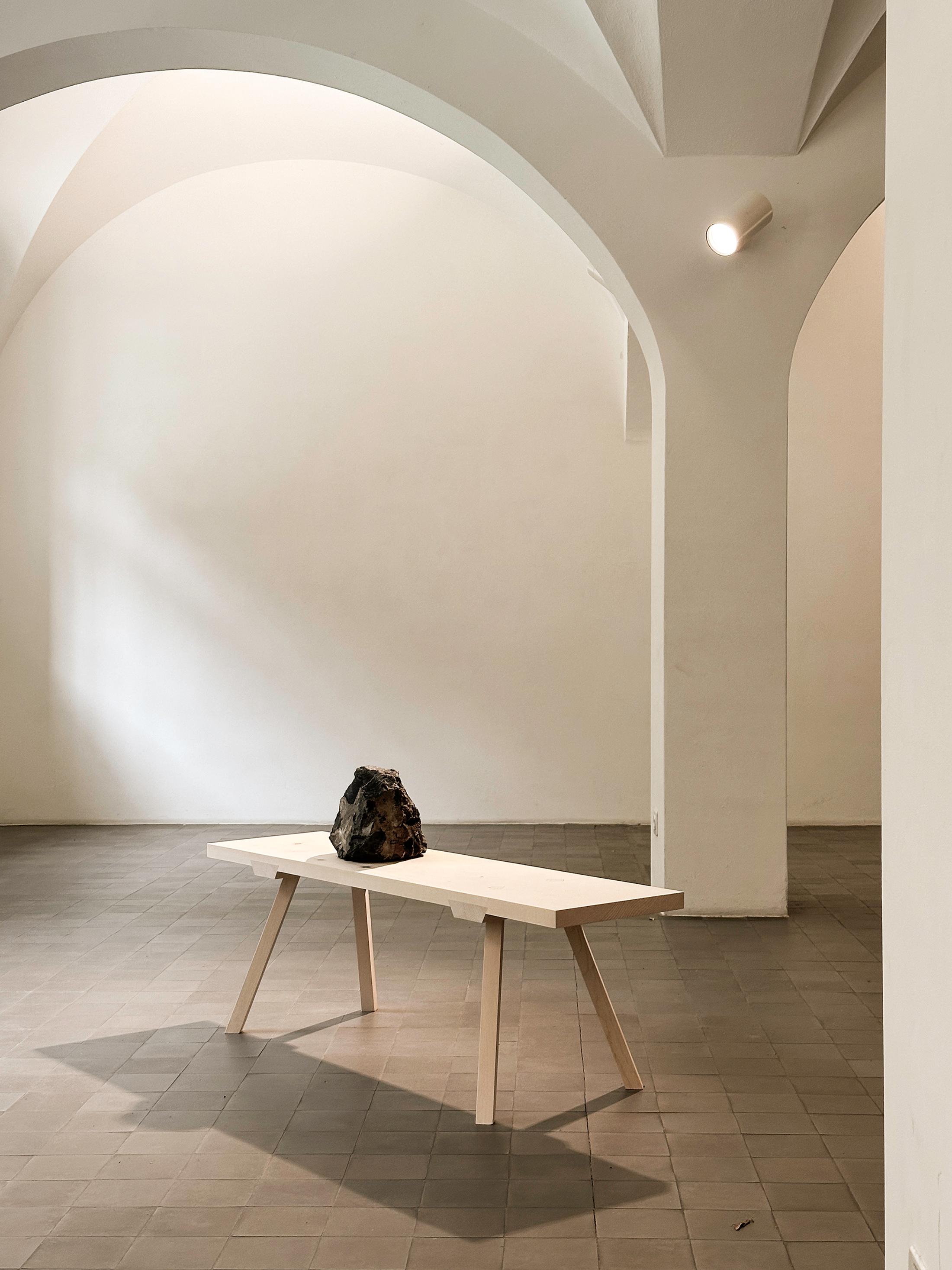 Exhibition View Solo Show Andrea Muheim «Der Mensch nimmt, sammelt und stiehlt, was er will.; view on Andrea Muhein, I T O P I N O N A V E V A N O N I P O T I, 2024» at Fundaziun Nairs, Scuol, 2024 / Photo: Andrea Muheim / Courtesy: The artist and Fundaziun Nairs