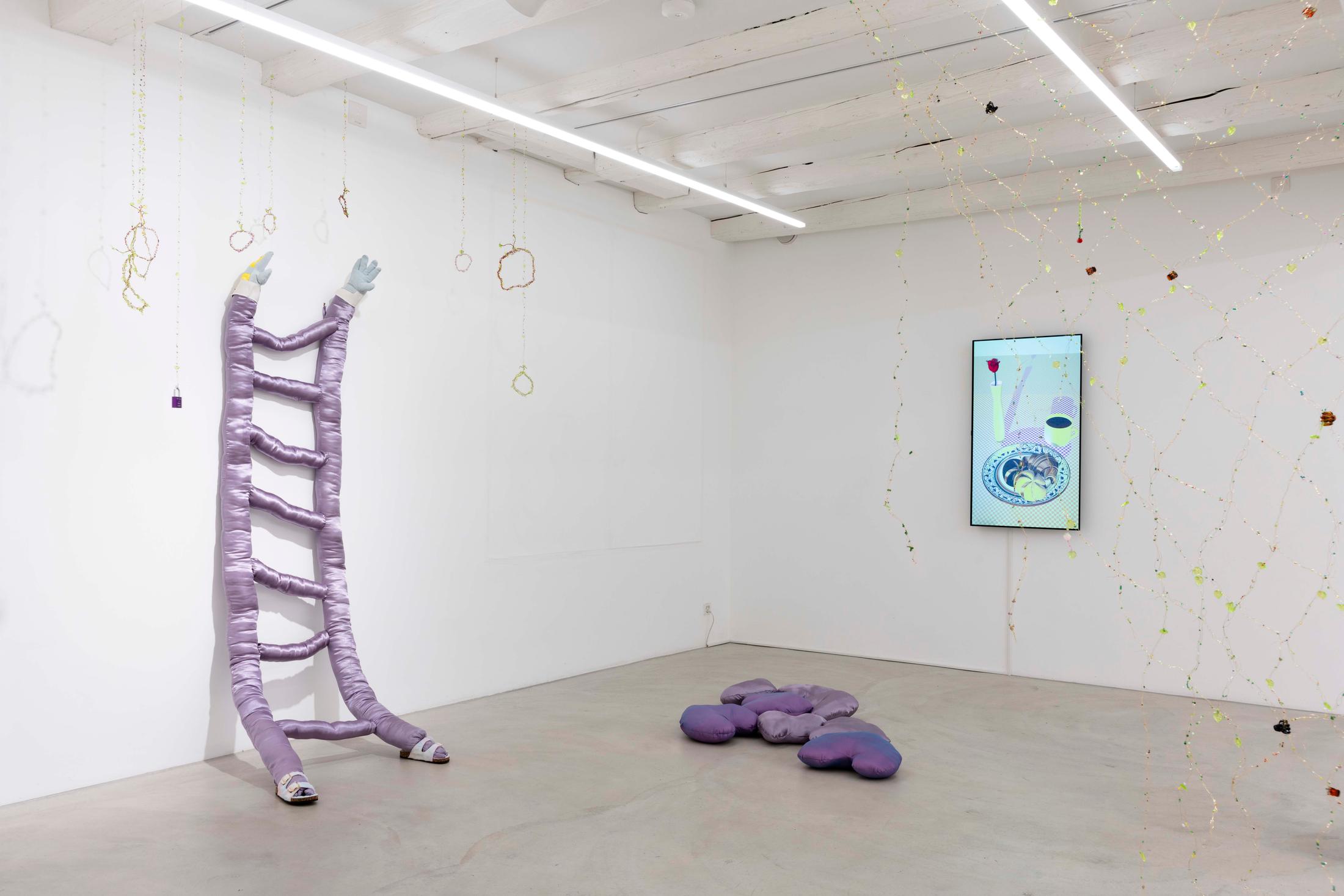 Exhibition View Group Show «Now, wouldn't that be iconic» at Ausstellungsraum Klingental, Basel, 2024 / Photo: Jennifer Merlyn Scherler / Courtesy: The artists and Ausstellungsraum Klingental