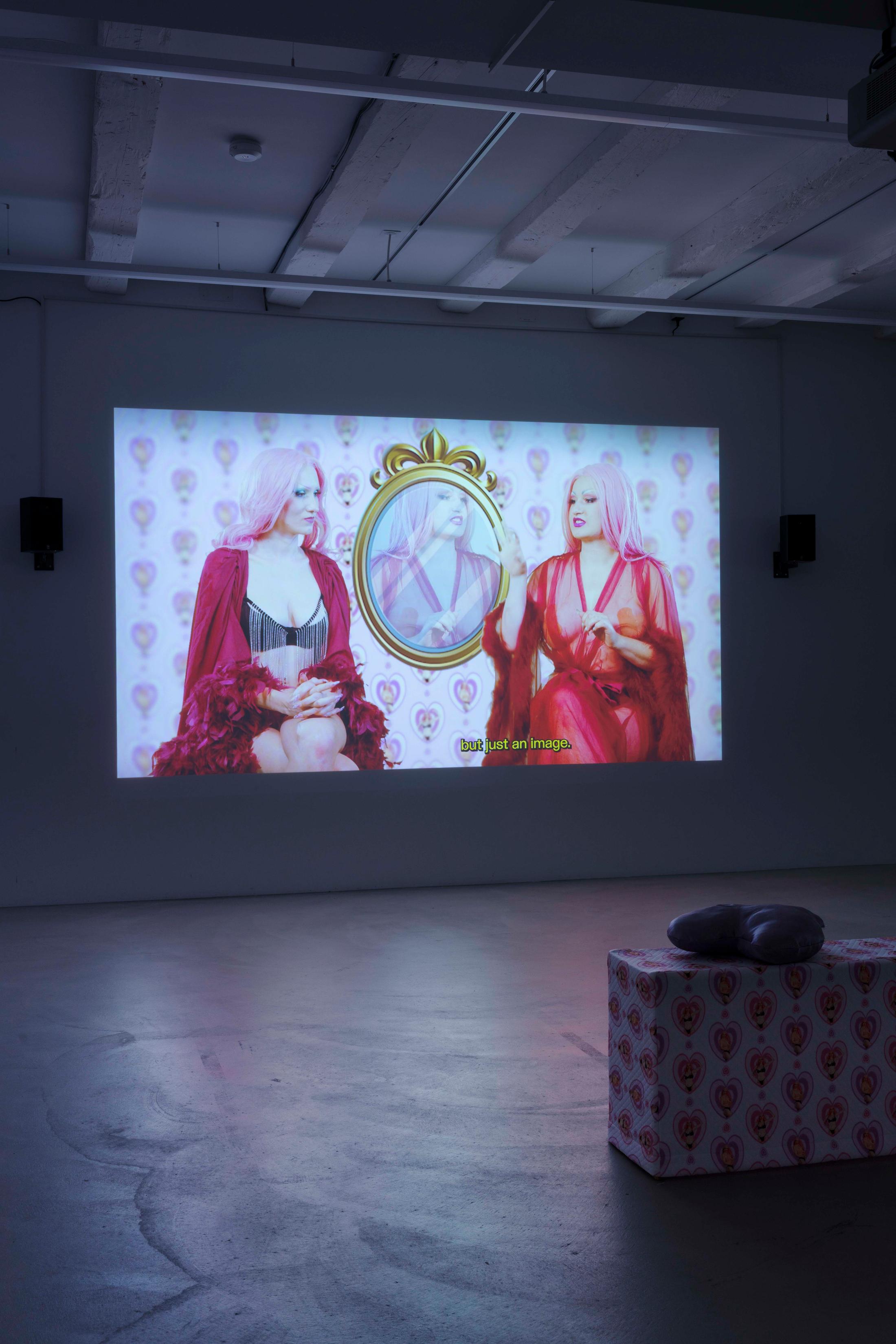 Exhibition View Group Show «Now, wouldn't that be iconic» at Ausstellungsraum Klingental, Basel, 2024 / Photo: Jennifer Merlyn Scherler / Courtesy: The artists and Ausstellungsraum Klingental