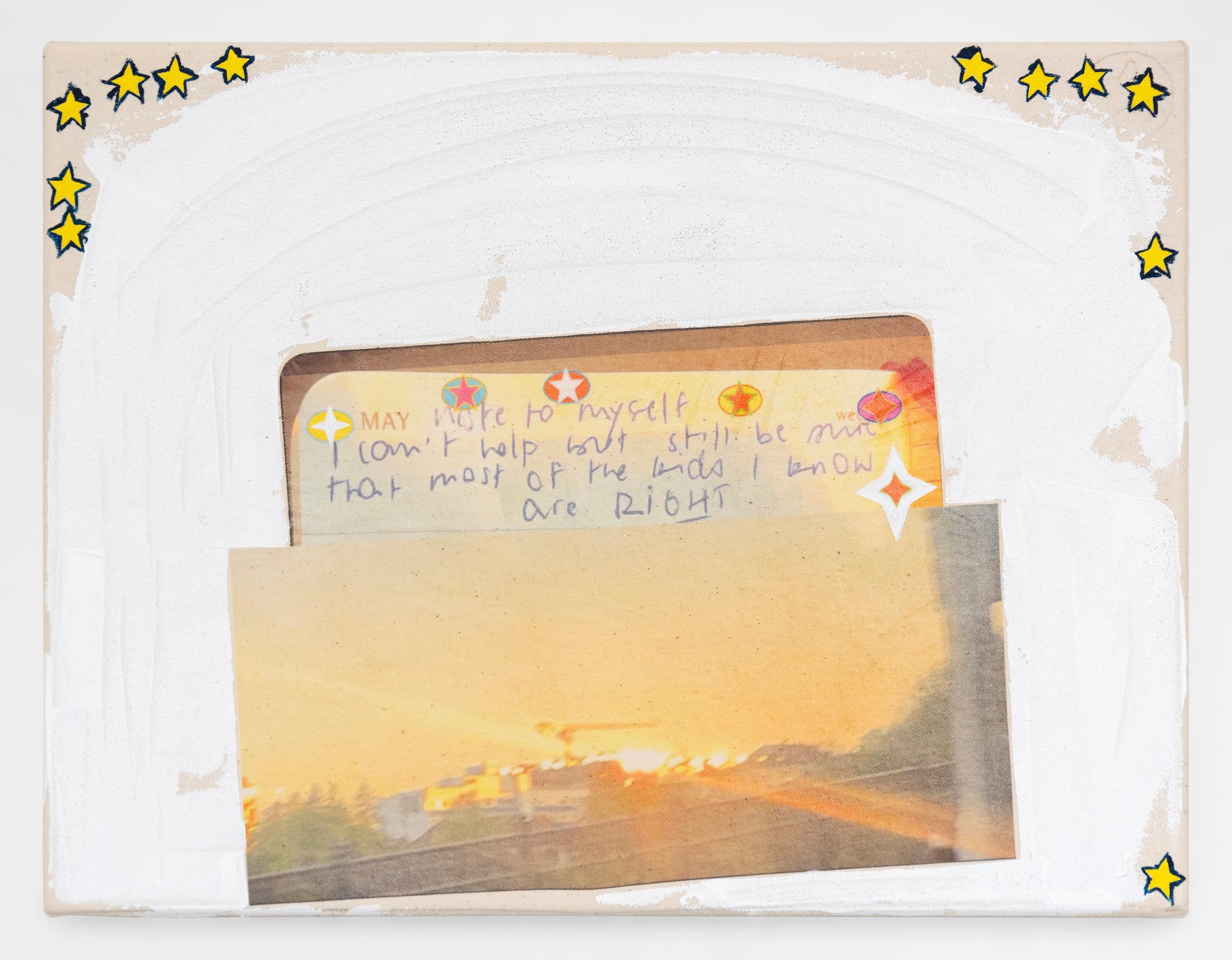 Exhibition View Solo Show Elise Corpataux «A Lifetime Waiting for Summer to Happen; view on Elise Corpataux, JUNE 3, 2023, Acrylic on canvas, 100 x 170 cm» at suns.works, Küsnacht, 2024 / Photo: Claude Barrault, Remy Ugarte Vallejos et al. / Courtesy: The artist and suns.works