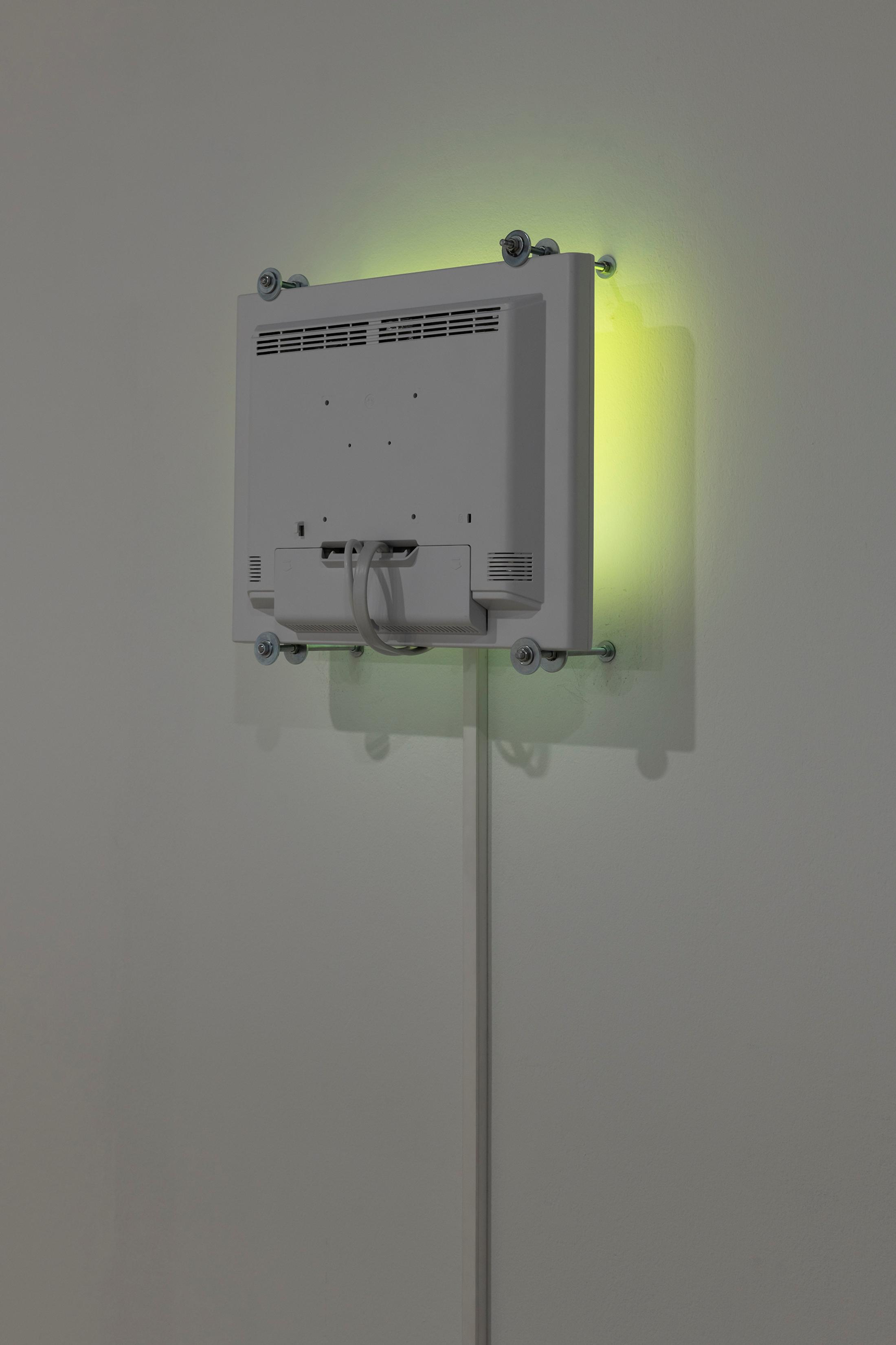 Exhibition View Group Show «Esther Hunziker, Stefan Karrer and Alfatih; view on Alfatih, Trojan Horse, 2025» at HEK (House of Electronic Arts), Basel, 2025 / Photo: Franz Wamhof / Courtesy: the artists and Schweizer Medienkunst – Pax Art Awards 2024