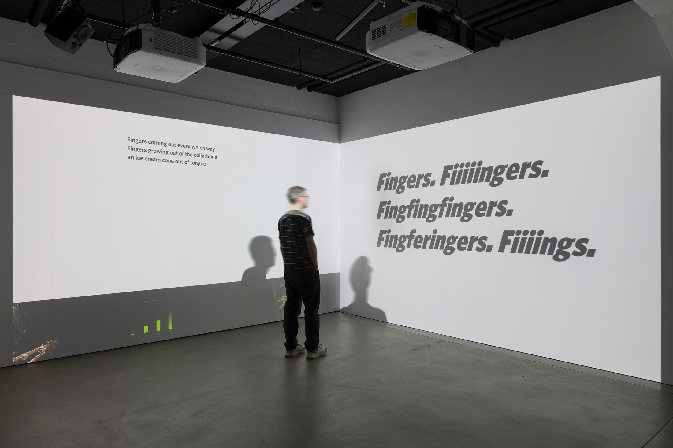 Exhibition View Group Show «Esther Hunziker, Stefan Karrer and Alfatih; view on Stefan Karrer, The Prompt Engineer, 2025» at HEK (House of Electronic Arts), Basel, 2025 / Photo: Franz Wamhof / Courtesy: the artists and Schweizer Medienkunst – Pax Art Awards 2024