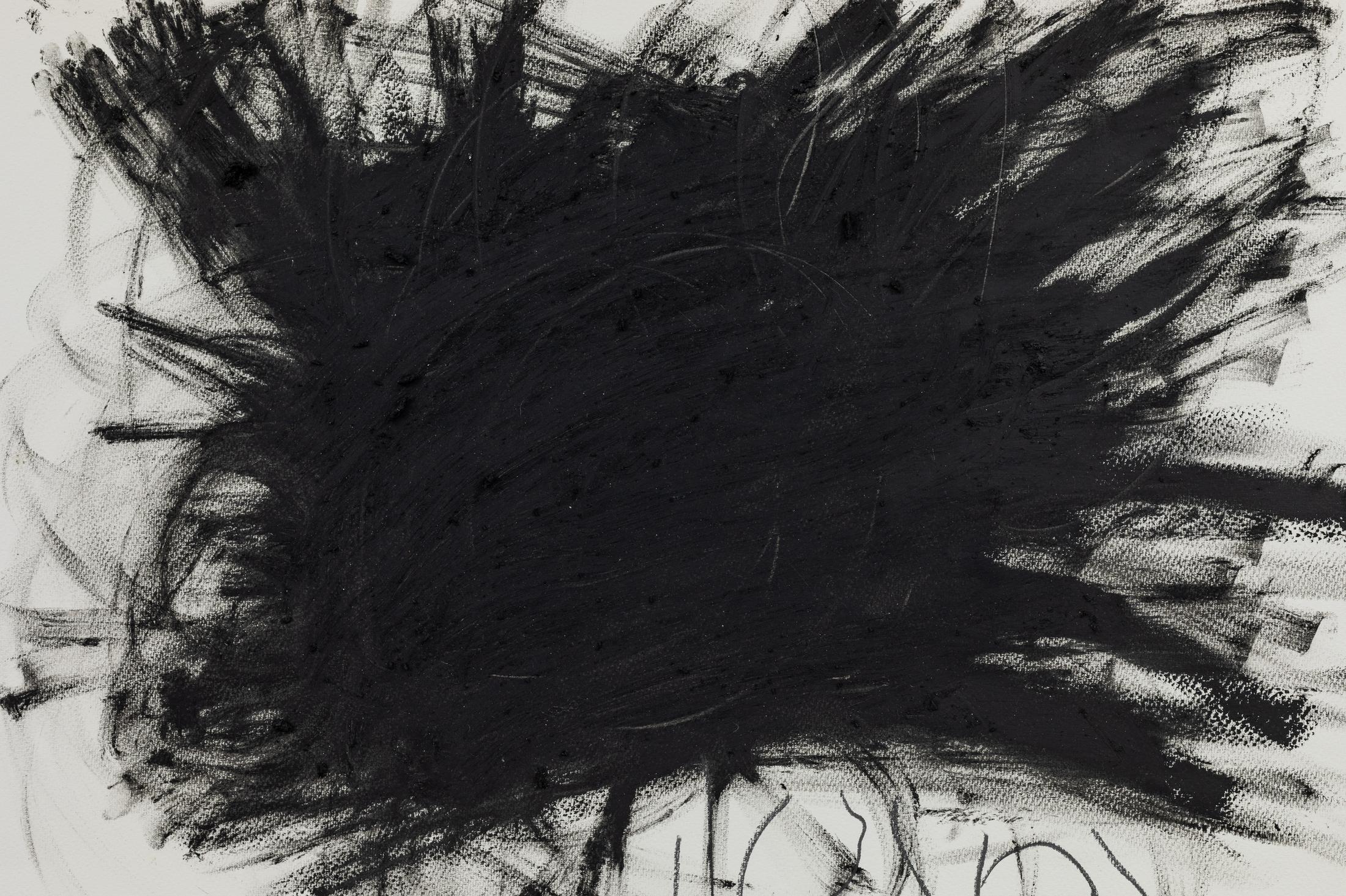 Exhibition View Solo Show «Fatima Moallim; view on Fatima Moallim, BESVÄRLIGA LJUD (detail), 2023, oil stick and pencil on paper, 76 x 57 cm» at Last Tango, Zurich, 2023-2024 / Photo: Kilian Bannwart / Courtesy: the artist and Last Tango