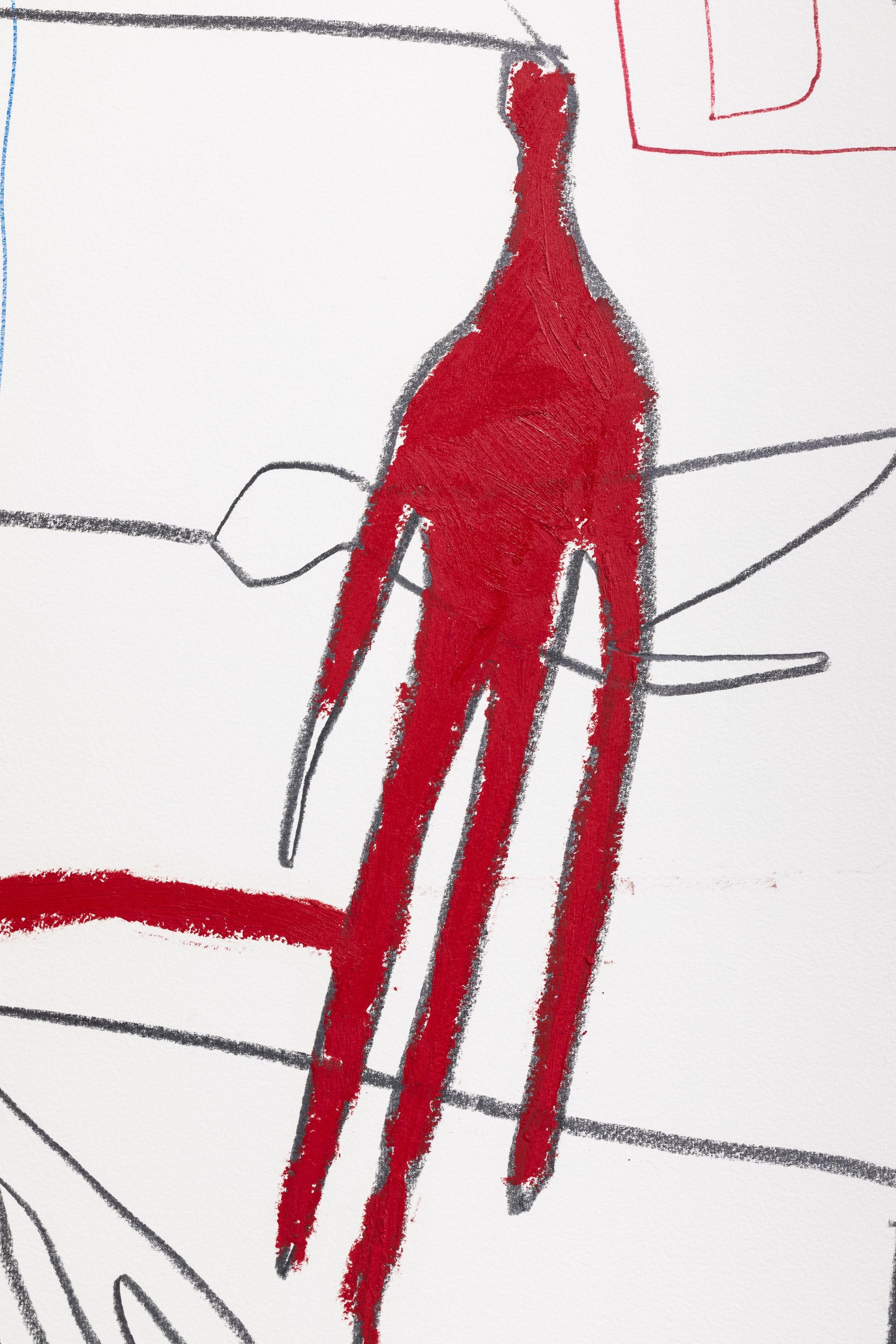 Exhibition View Solo Show «Fatima Moallim; view on Fatima Moallim, PRETREATMENT (detail), 2023, oil stick, marker and pencil on paper, 153 x 160 cm» at Last Tango, Zurich, 2023-2024 / Photo: Kilian Bannwart / Courtesy: the artist and Last Tango