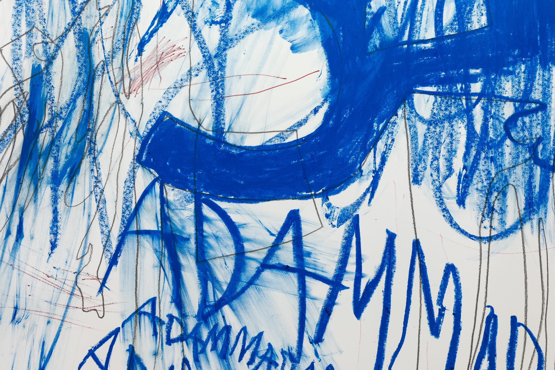 Exhibition View Solo Show «Fatima Moallim; view on Fatima Moallim, ADAM MADAM (detail), 2023, oil stick, marker and pencil on paper, 152 x 148 cm» at Last Tango, Zurich, 2023-2024 / Photo: Kilian Bannwart / Courtesy: the artist and Last Tango
