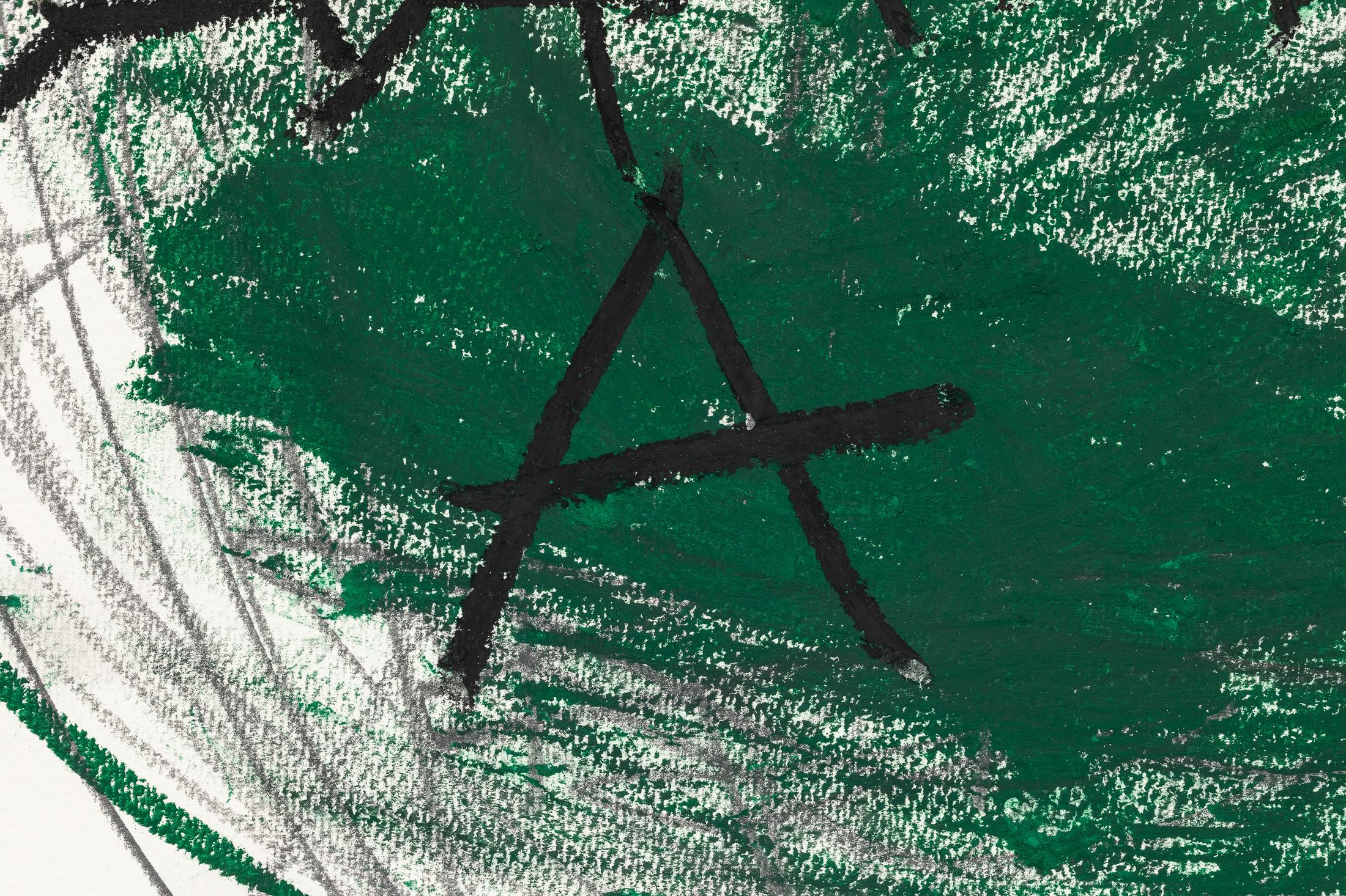 Exhibition View Solo Show «Fatima Moallim; view on Fatima Moallim, AAA (detail), 2023, oil stick and pencil on paper, 57 x 77 cm» at Last Tango, Zurich, 2023-2024 / Photo: Kilian Bannwart / Courtesy: the artist and Last Tango