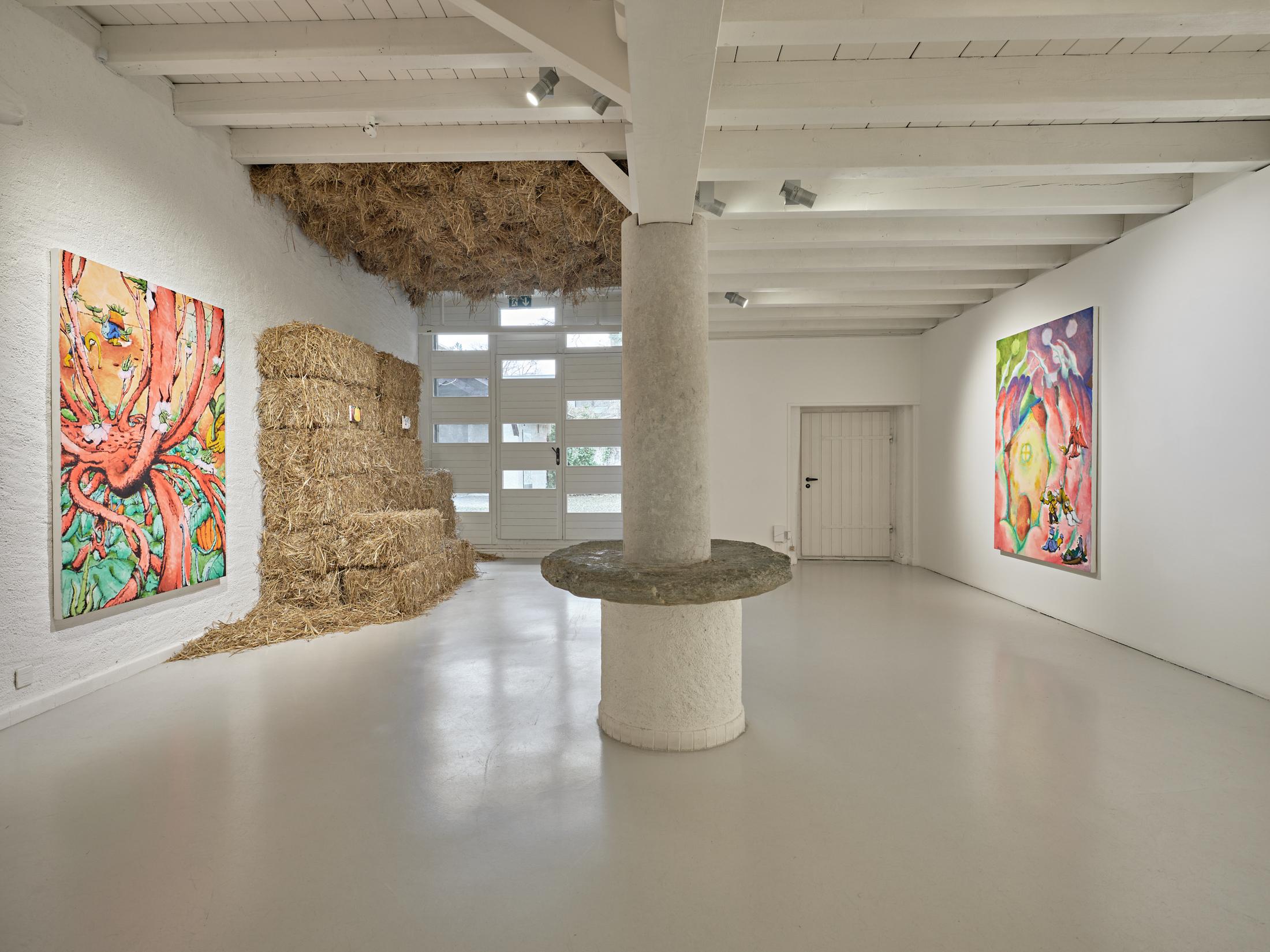 Exhibition View Solo Show Gustave Didelot «L’utopie de paille» at Ferme de la Chapelle, Lancy, Genève, 2025 / Photo: Nicolas Delaroche / Courtesy: the artist and Ferme de la Chapelle