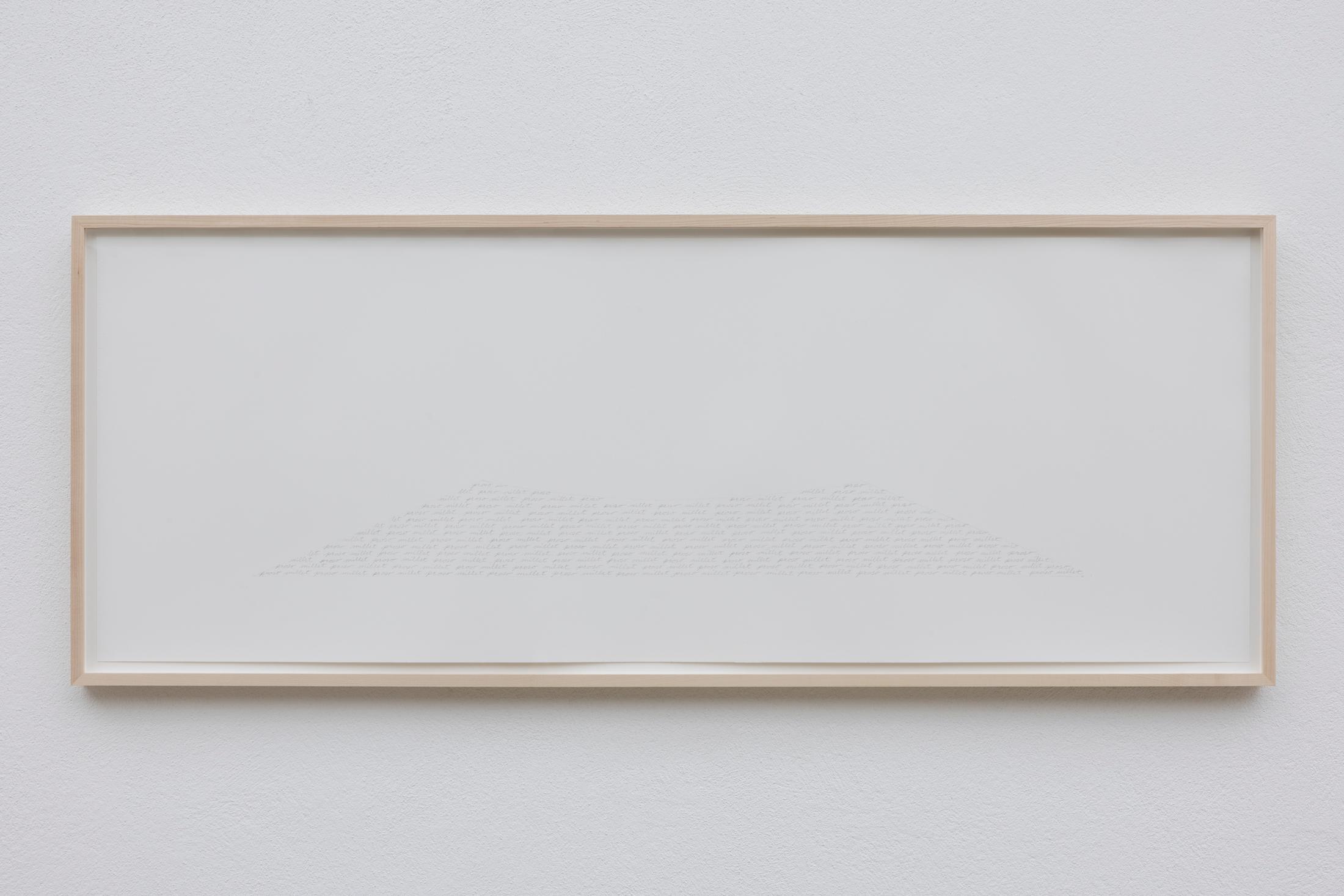 Exhibition View Solo Show Jay Chung & Q Takeki Maeda «GNOMONS 髀; view on Jay Chung & Q Takeki Maedam, Proso Millet, 2024, Pencil on cotton paper, 52 x ~137 cm» at Kunsthaus Glarus, Glarus, 2024 / Photo: Gina Folly / Courtesy: the artists and Kunsthaus Glarus