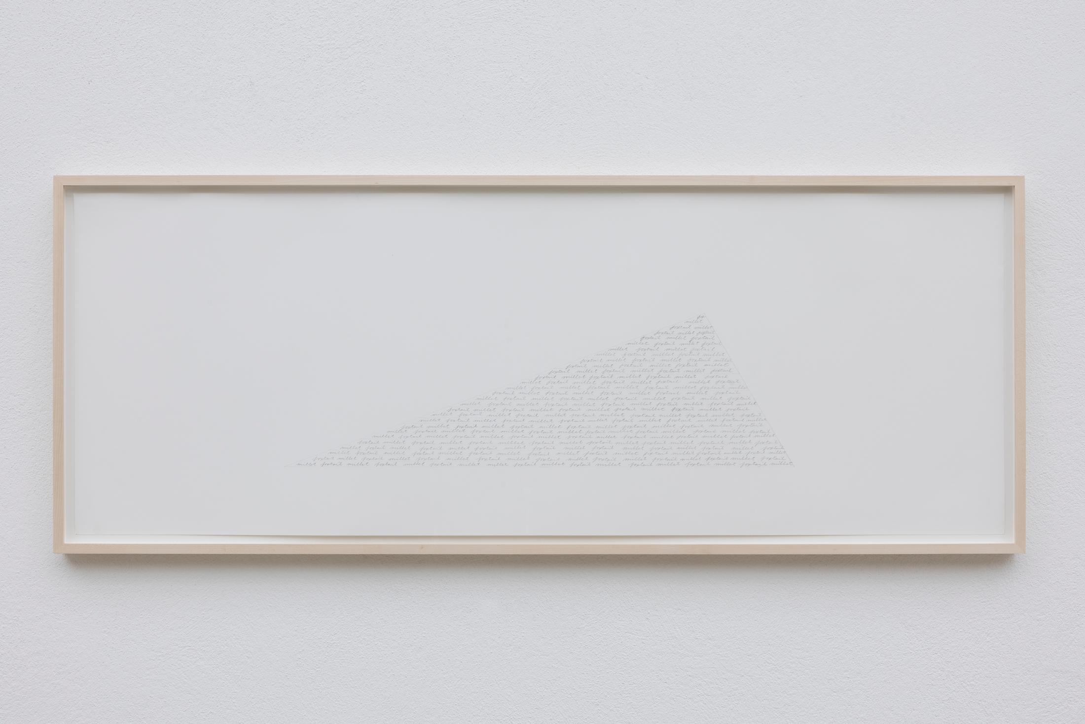 Exhibition View Solo Show Jay Chung & Q Takeki Maeda «GNOMONS 髀; view on Jay Chung & Q Takeki Maeda, Foxtail Millet, 2024, Pencil on cotton paper, 60 x ~137 cm» at Kunsthaus Glarus, Glarus, 2024 / Photo: Gina Folly / Courtesy: the artists and Kunsthaus Glarus