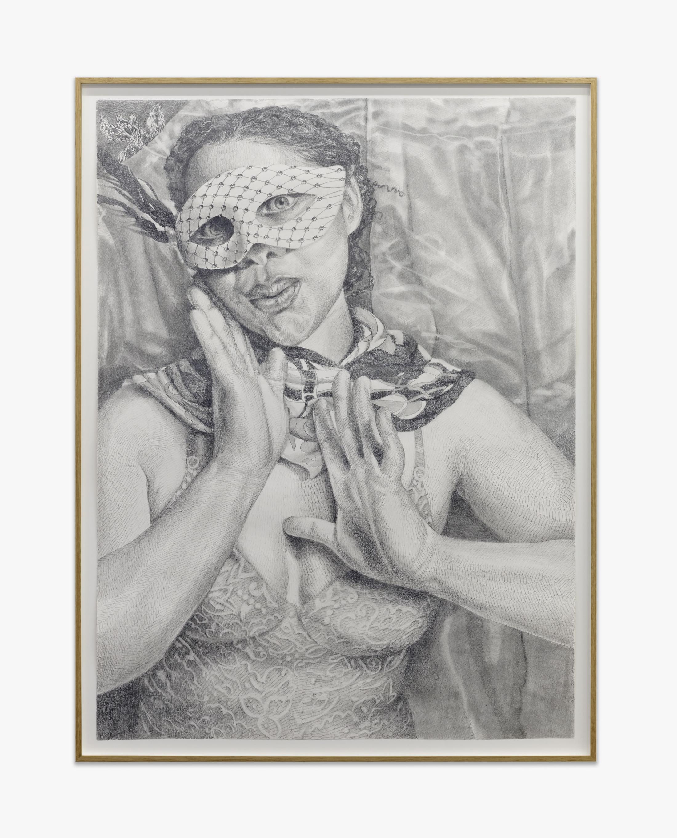 Exhibition View Group Show with Leyla Faye, Sylvie Fleury, Pamela Rosenkranz, Markus Oehlen, Jasmine Gregory, Akeem Smith ; view on Leyla Faye , Teasel, 2025, Graphite on paper,  122 x 91.5 cm , at Karma International, Zürich, 2025 / Photo: Flavio Karrer / Courtesy : the artists and Karma International