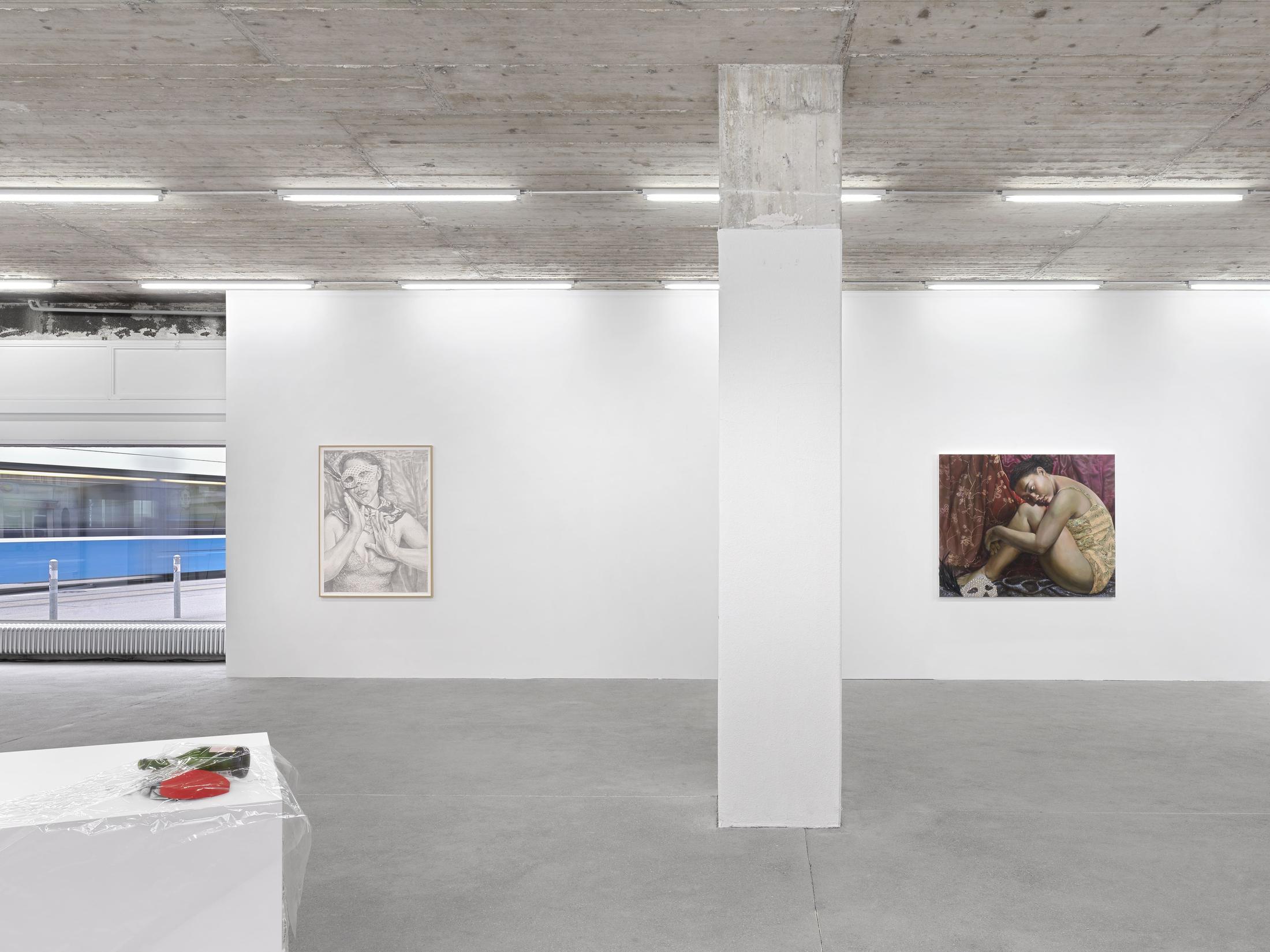 Exhibition View Group Show with Leyla Faye, Sylvie Fleury, Pamela Rosenkranz, Markus Oehlen, Jasmine Gregory, Akeem Smith at Karma International, Zürich, 2025 / Photo: Annik Wetter / Courtesy : the artists and Karma International