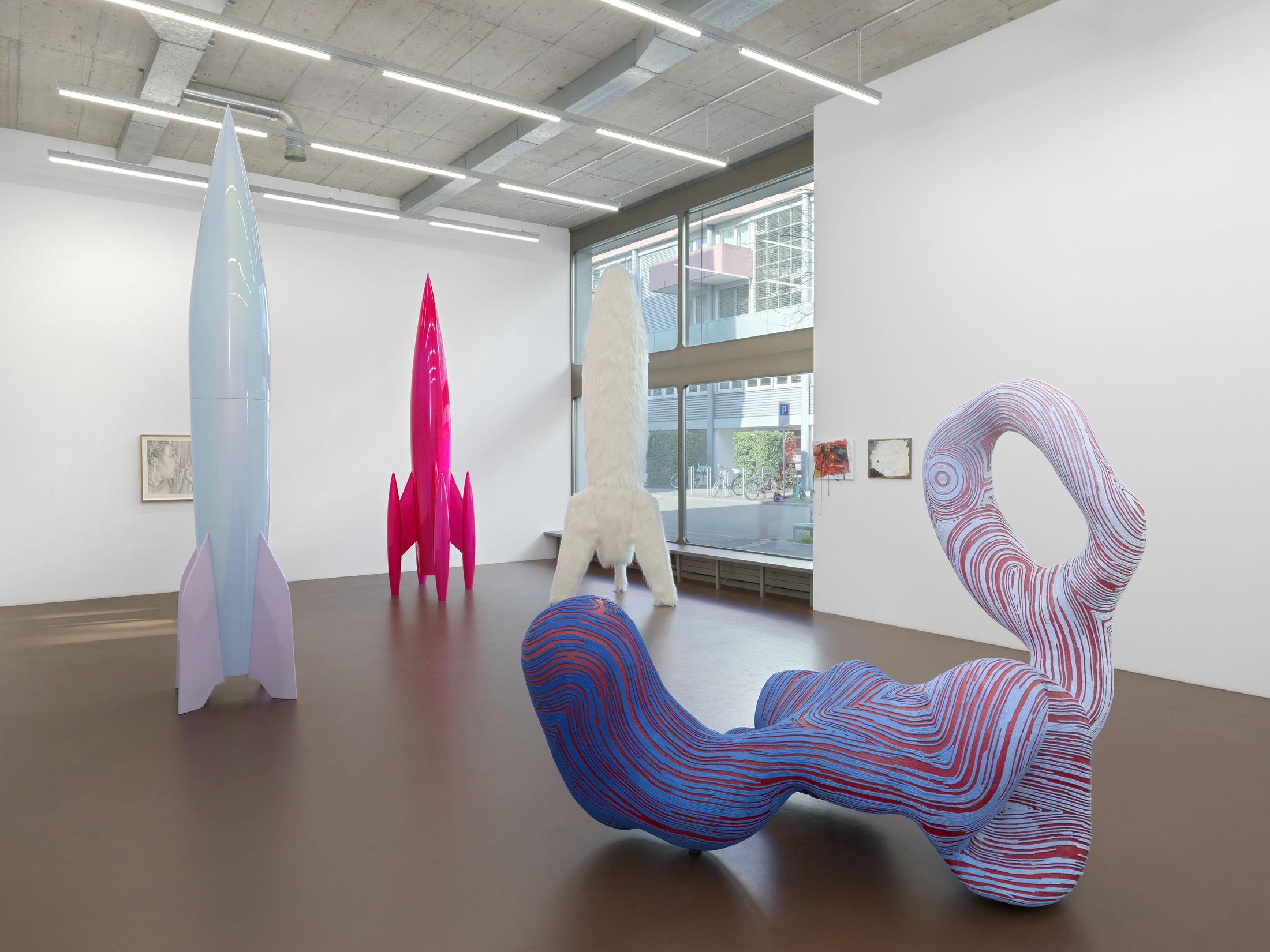 Exhibition View Group Show with Leyla Faye, Sylvie Fleury, Pamela Rosenkranz, Markus Oehlen, Jasmine Gregory, Akeem Smith at Karma International, Zürich, 2025 / Photo: Annik Wetter / Courtesy : the artists and Karma International