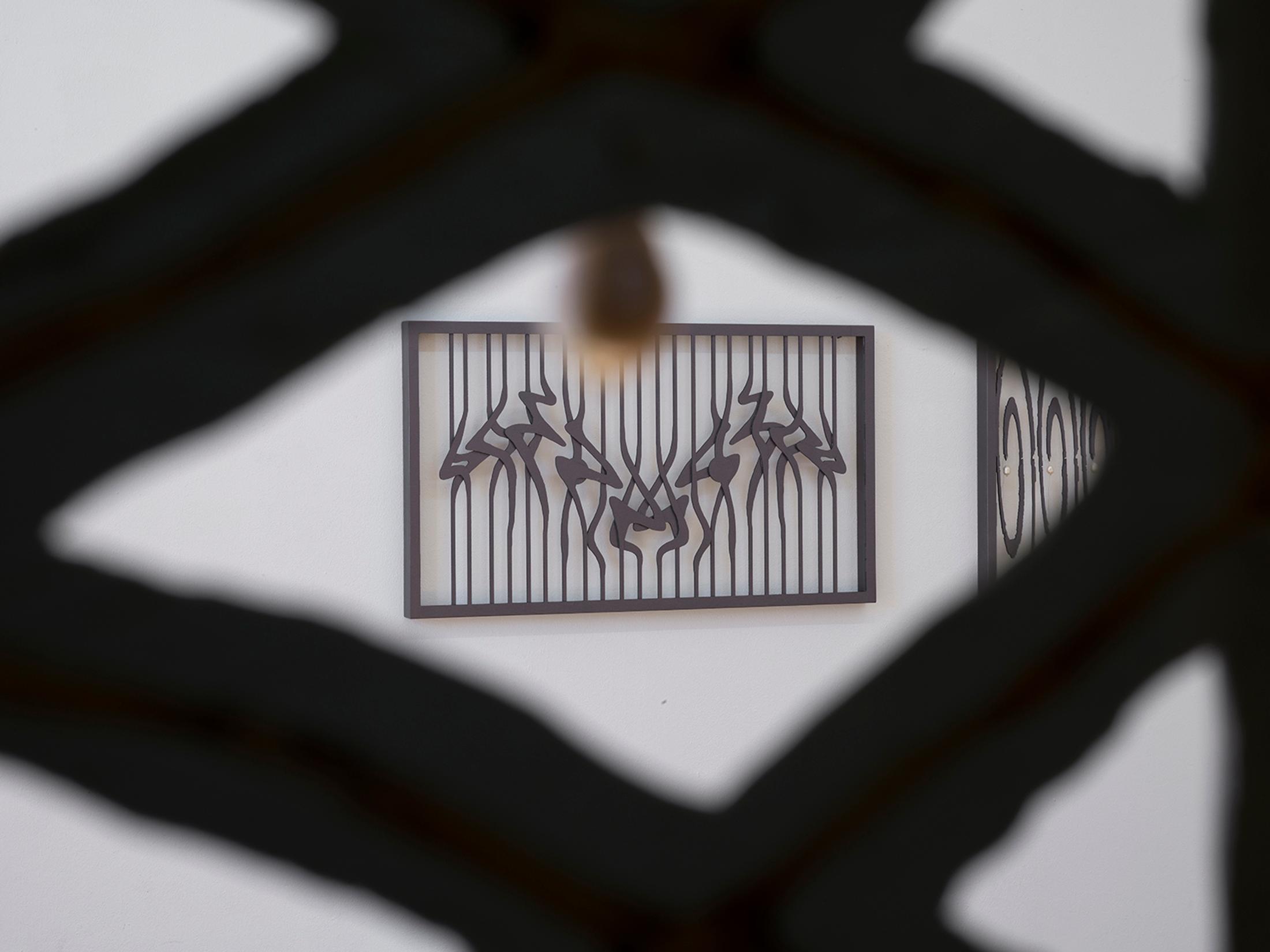 Exhibition View Solo Show Lou Masduraud «What Cracks?; view on Lou Masduraud, view through Escape Plan (Underwater), 2023» at Kunsthaus Langenthal, Langenthal, 2024 / Photo: Cedric Mussano / Courtesy: The artist and Kunsthaus Langenthal