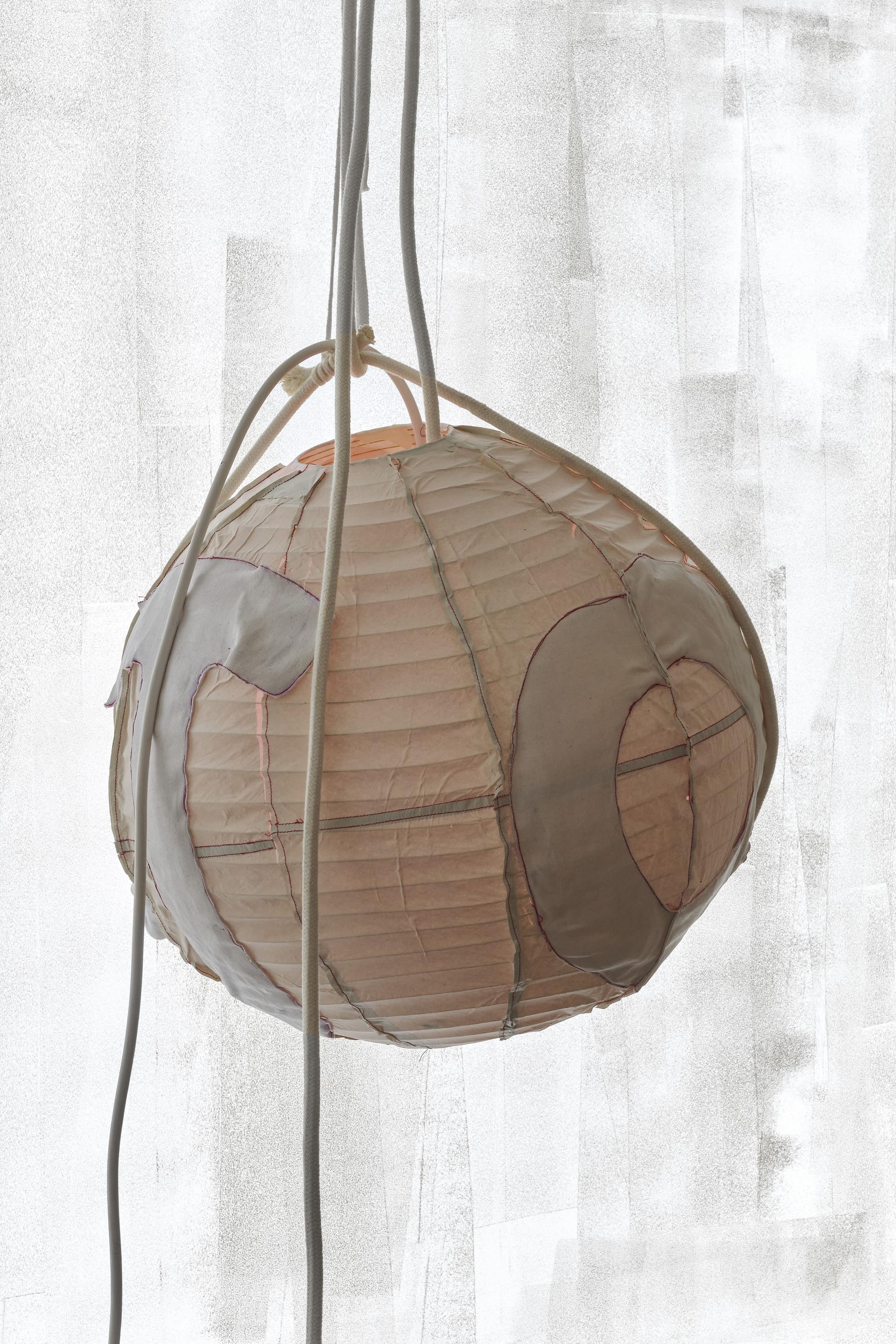 Exhibition View Solo Show Mélanie Matranga «Safe ; view on Joy, 2025, paper lamp , 70 x 60 cm   » at Karma International, Zurich, 2025 / Photo: Flavio Kerrer / Courtesy: the artist and Karma International