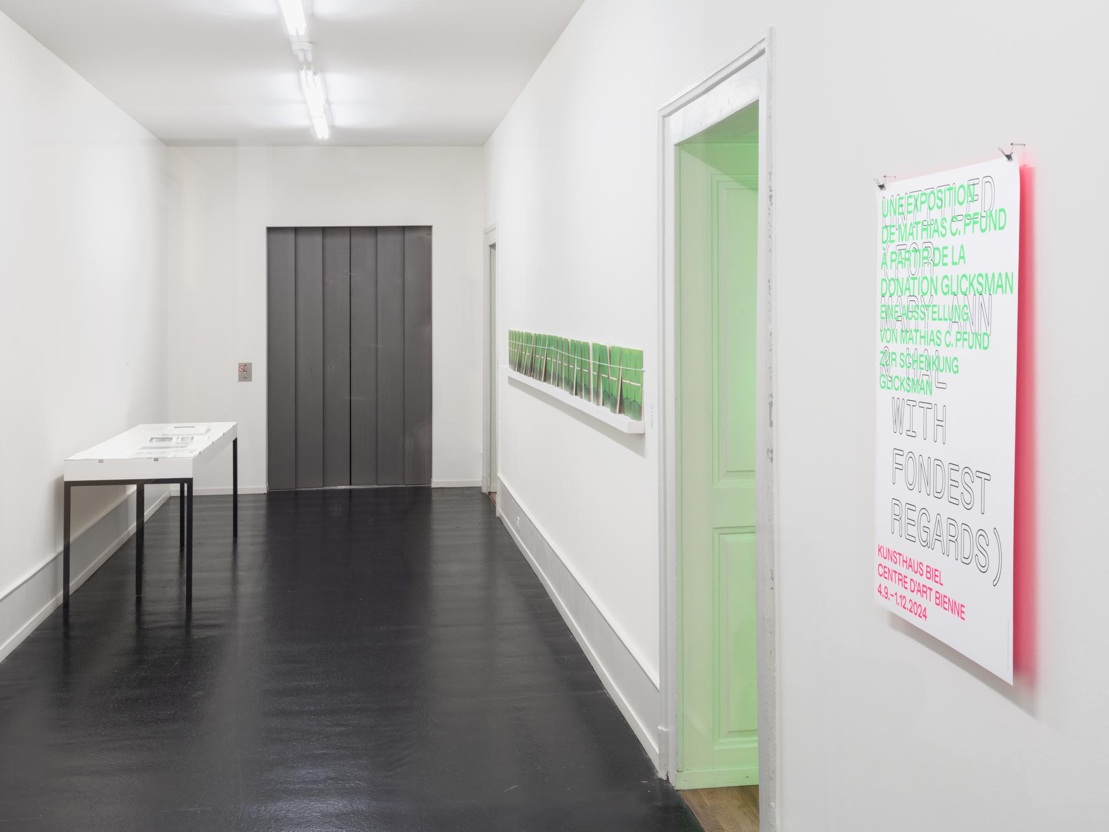 Exhibition View Solo Show Mathias C. Pfund «with fondest regards» at Kunsthaus Biel / Centre d'Art Bienne, Biel/Bienne, 2024 / Photo: Lea Kunz / Courtesy: the artists and Kunsthaus Biel