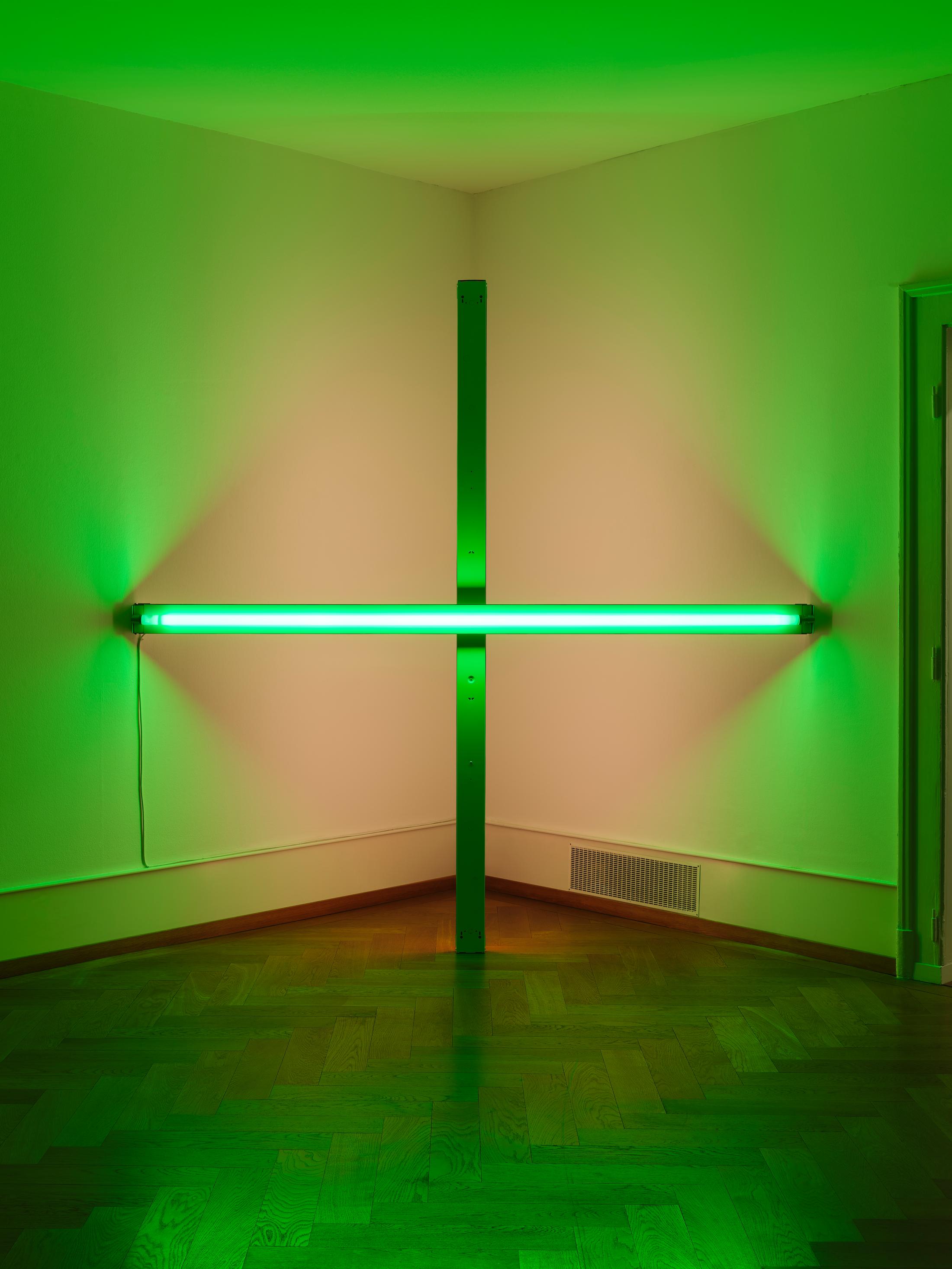 Exhibition View Solo Show Mathias C. Pfund «with fondest regards ; view on Mathias C. Pfund, Dan Flavin, untitled (for Mary Ann and Hal with fondest regards) 1, 1976 [brown napkin, 1977], 2024» at Kunsthaus Biel / Centre d'Art Bienne, Biel/Bienne, 2024 / Photo: Lea Kunz / Courtesy: the artists and Kunsthaus Biel