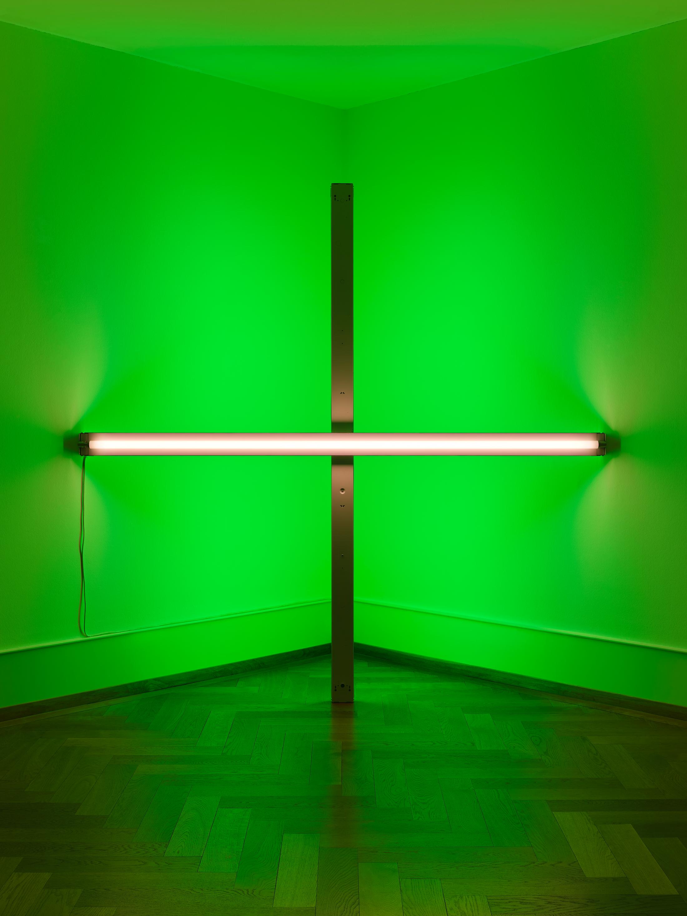 Exhibition View Solo Show Mathias C. Pfund «with fondest regards ; view on Mathias C. Pfund, Dan Flavin, untitled (for Mary Ann and Hal with fondest regards) 2, 1976 [brown napkin, 1977], 2024» at Kunsthaus Biel / Centre d'Art Bienne, Biel/Bienne, 2024 / Photo: Lea Kunz / Courtesy: the artists and Kunsthaus Biel