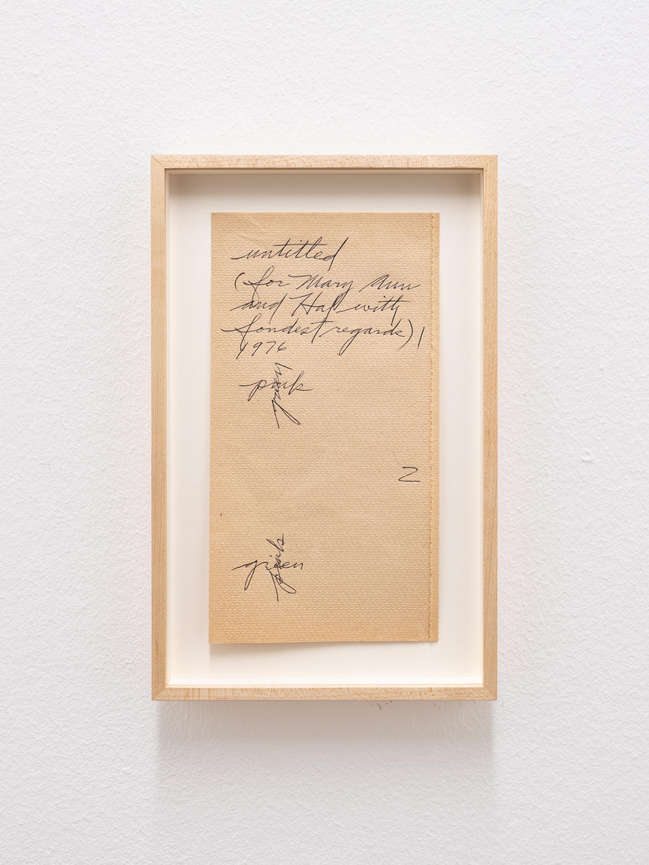 Exhibition View Solo Show Mathias C. Pfund «with fondest regards ; view on Dan Flavin, ballpoint drawing on a brown napkin, LA, 1977» at Kunsthaus Biel / Centre d'Art Bienne, Biel/Bienne, 2024 / Photo: Lea Kunz / Courtesy: the artists and Kunsthaus Biel
