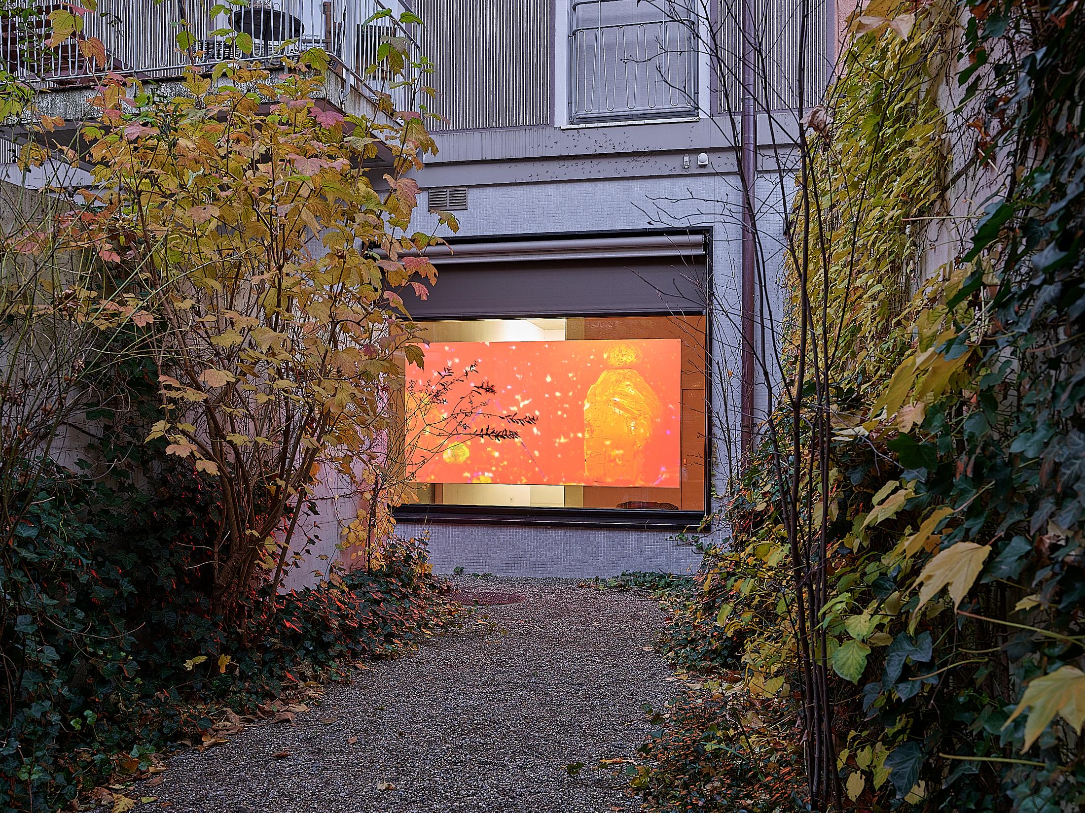 Exhibition View Solo Show Mathias Toubro «heaven; view on Trails, paths and tracks, 2024, video (loop), 6 min 25 sec» at Damien & The Love Guru, Zurich, 2024 / Photo: Felix Jungo / Courtesy: the artist and Damien & The Love Guru