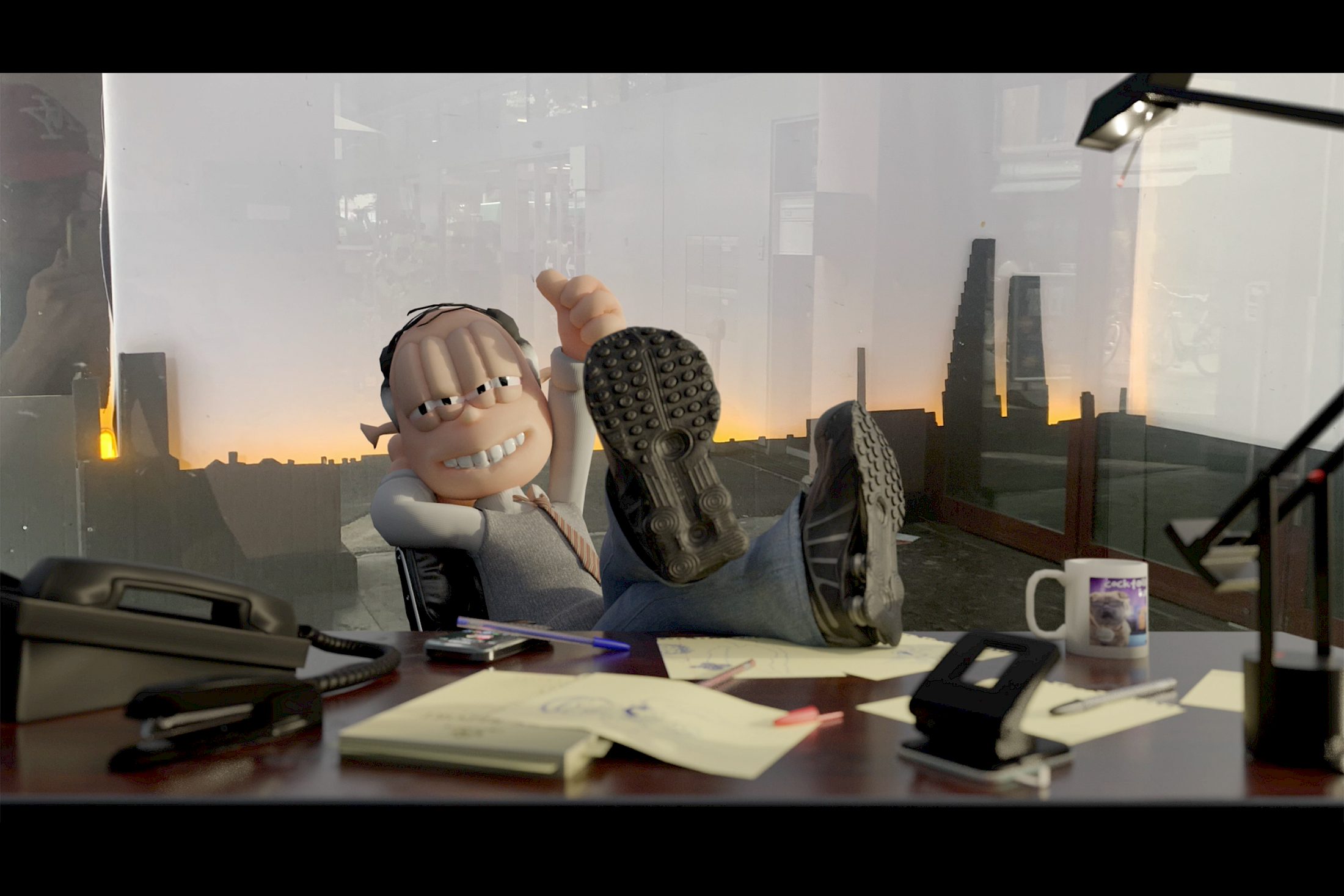 Exhibition View Group Show «Melting Point; view on Paul Fritz & Virginie Sistek, My wife reads novels. I haven‘t got the time. (Detail), 2024, 3d-animated video-loop» at For, Basel, 2024 / Photo: Gina Folly / Courtesy: the artists and For