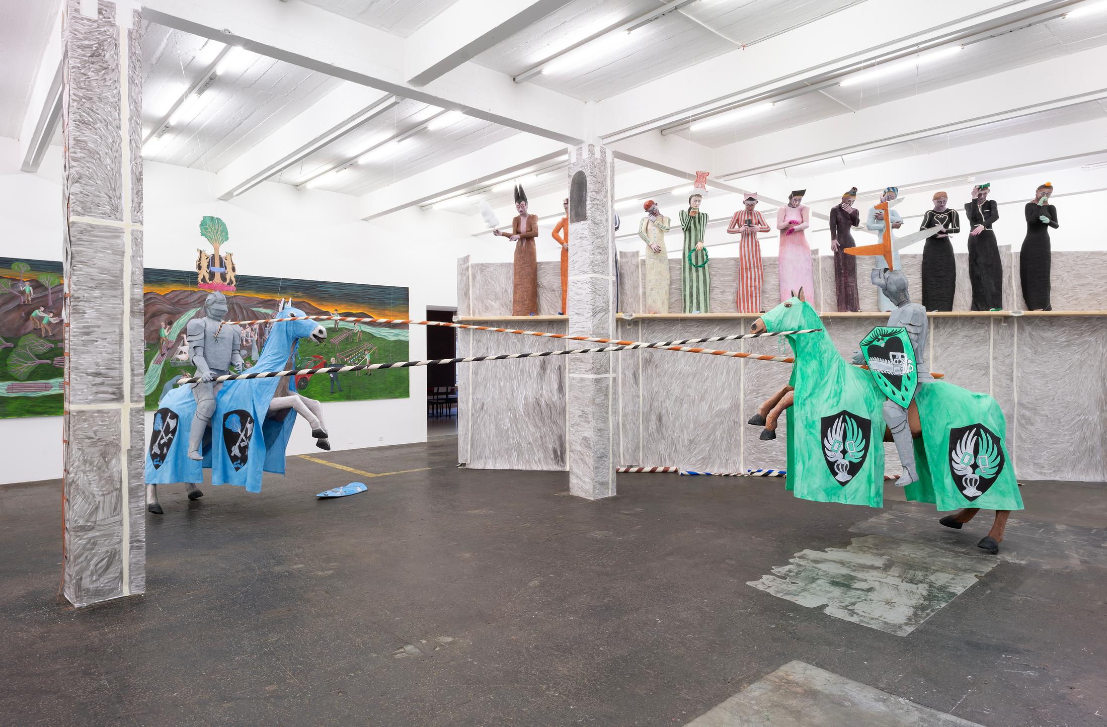 Exhibition View Agnes Scherer Solo Show «Ein seltsames Spiel; view on Agnes Scherer, Savoir Vivre, 2023» at Kunst Halle Sankt Gallen, St. Gallen, 2023-2024 / Photo: Kunst Halle Sankt Gallen, E. Sommer / Courtesy: the artist, ChertLüdde, Sans titre