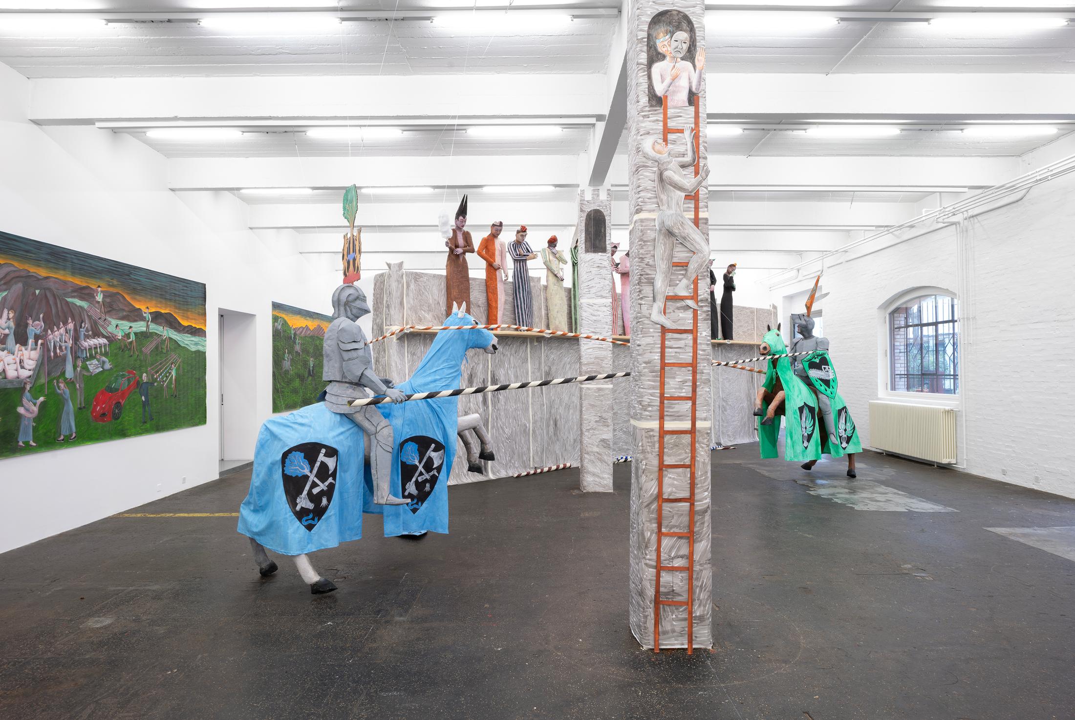 Exhibition View Agnes Scherer Solo Show «Ein seltsames Spiel; view on Agnes Scherer, Savoir Vivre, 2023» at Kunst Halle Sankt Gallen, St. Gallen, 2023-2024 / Photo: Kunst Halle Sankt Gallen, E. Sommer / Courtesy: the artist, ChertLüdde, Sans titre