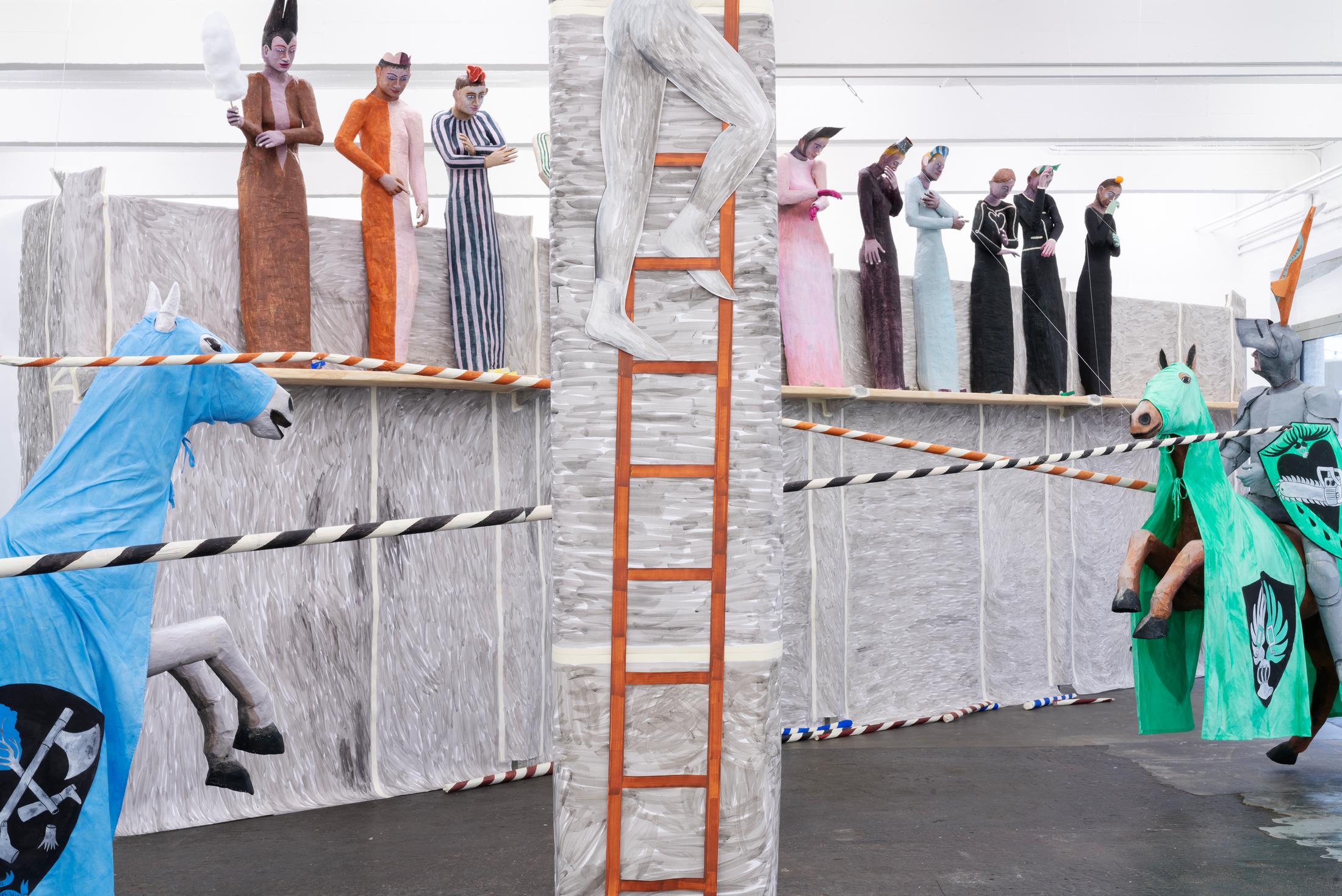 Exhibition View Agnes Scherer Solo Show «Ein seltsames Spiel; view on Agnes Scherer, Savoir Vivre, 2023» at Kunst Halle Sankt Gallen, St. Gallen, 2023-2024 / Photo: Kunst Halle Sankt Gallen, E. Sommer / Courtesy: the artist, ChertLüdde, Sans titre