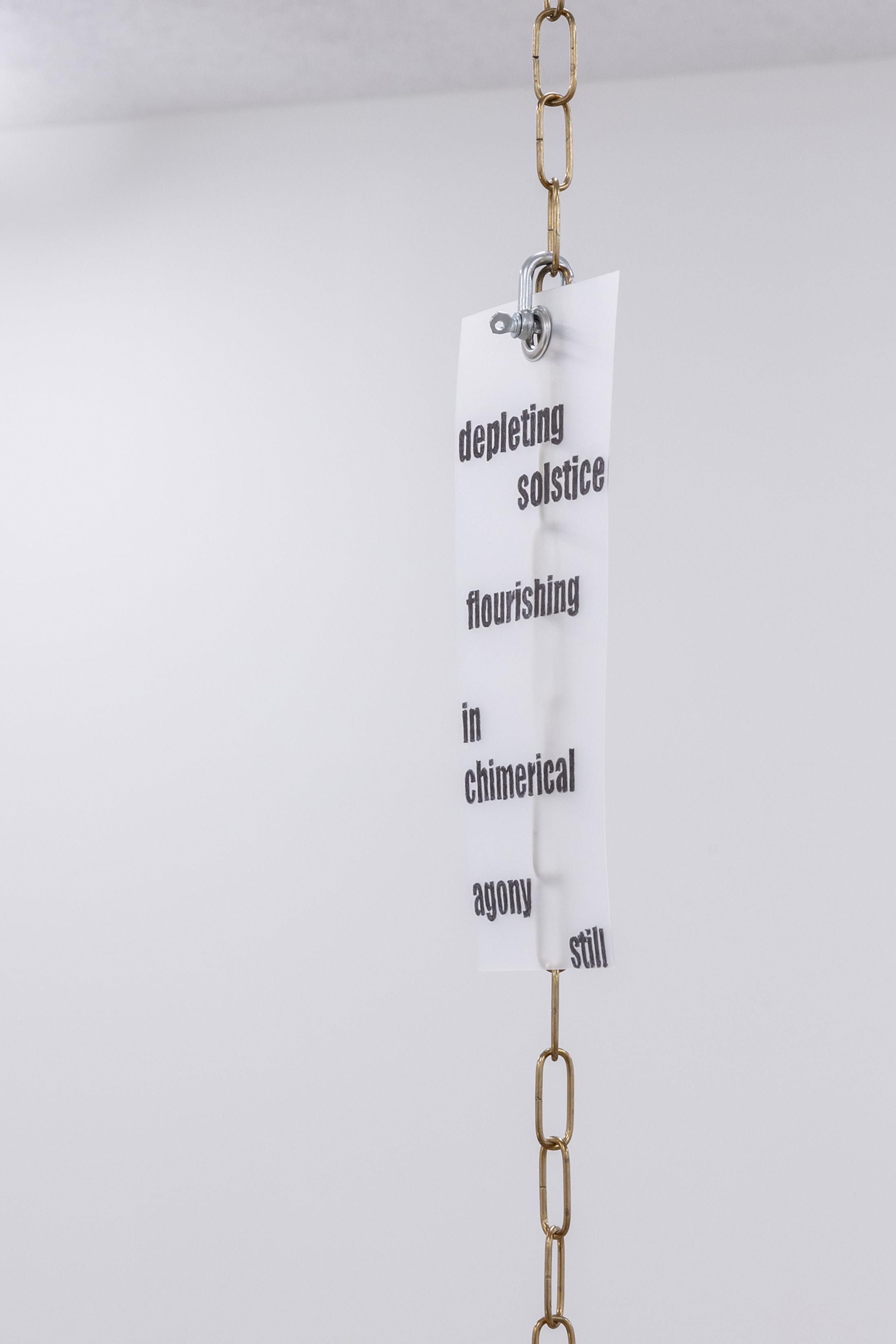 Exhibition View Group Show «All My Loved Ones Like To Fight; view on Nayansaku Mufwankolo, At once the dark sand and the sea, the abyss and the cliff, 2023» at CALM - Centre d'Art La Meute, Lausanne, 2023 / Photo: Théo Dufloo / Courtesy: the artist and CALM - Centre d'Art La Meute