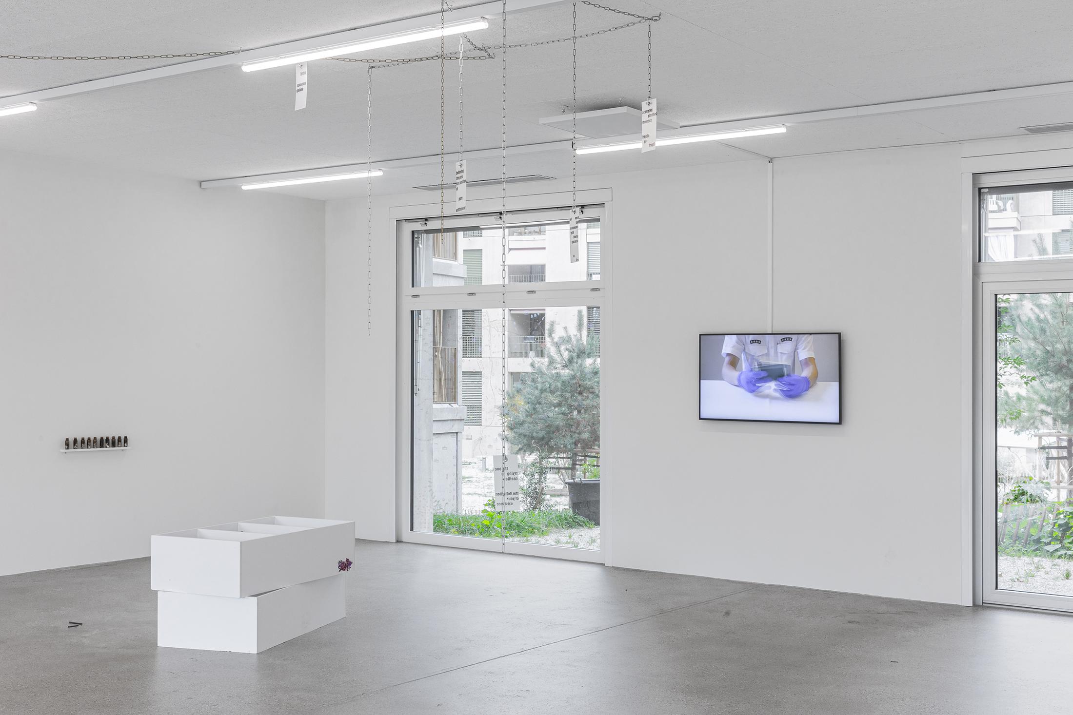 Exhibition View Group Show «All My Loved Ones Like To Fight» at CALM - Centre d'Art La Meute, Lausanne, 2023 / Photo: Théo Dufloo / Courtesy: the artists and CALM - Centre d'Art La Meute