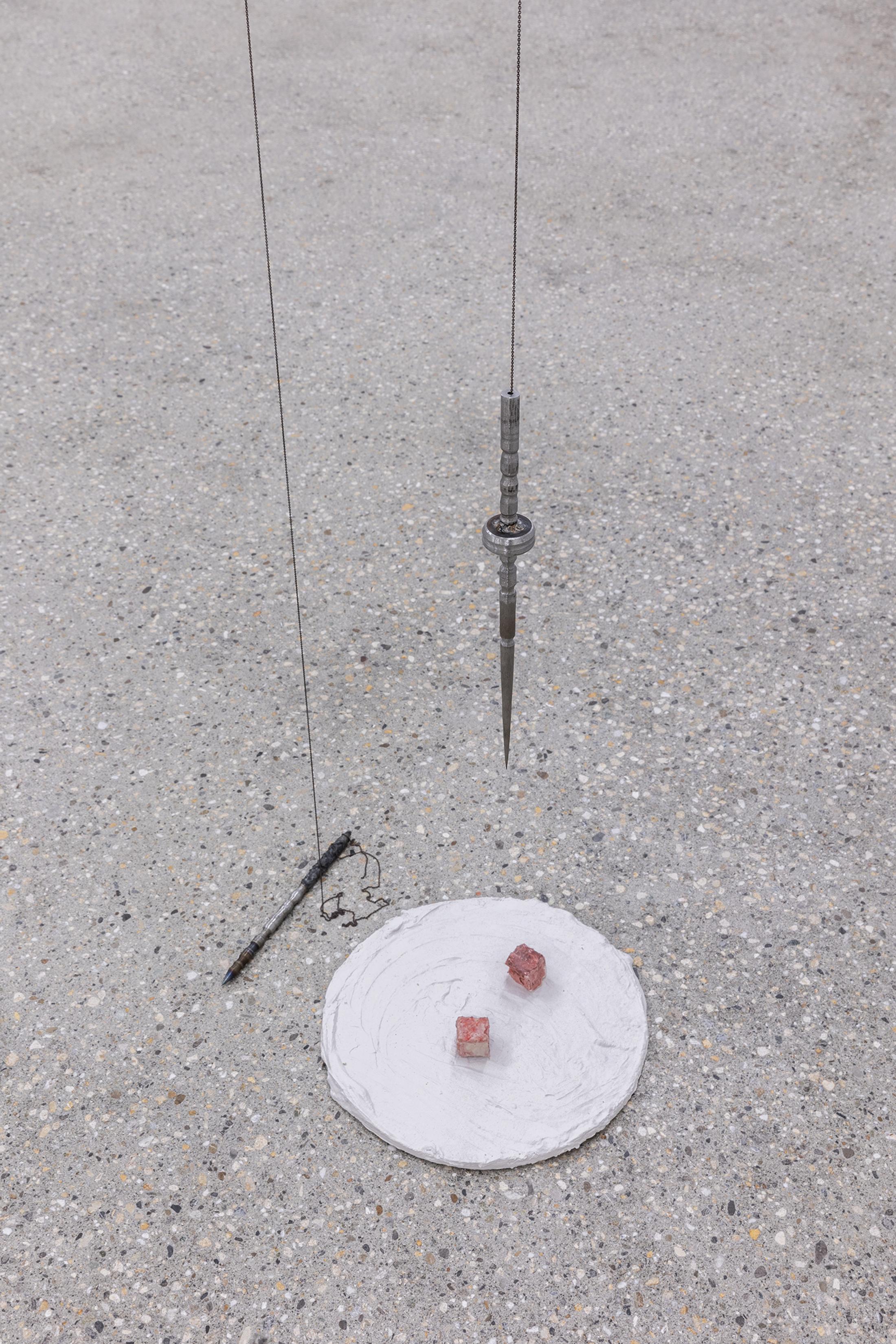 Exhibition View Group Show «All My Loved Ones Like To Fight; view on Eva Vanderhorst-Ayache, L’archéologue, la constellation, 2023» at CALM - Centre d'Art La Meute, Lausanne, 2023 / Photo: Théo Dufloo / Courtesy: the artist and CALM - Centre d'Art La Meute