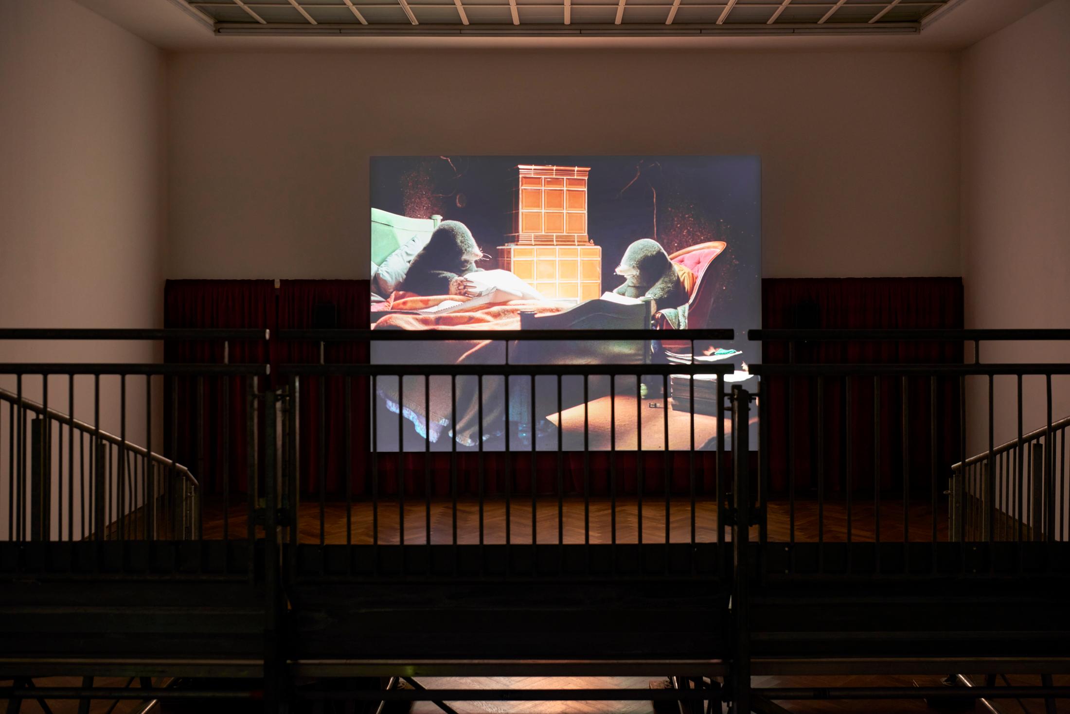 Exhibition View Diego Marcon Solo Show «Have you Checked the Children; view on Diego Marcon, Dolle, 2023» at Kunsthalle Basel, Basel, 2023-2024 / Photo: Philipp Hänger / Courtesy: the artist and Kunsthalle Basel