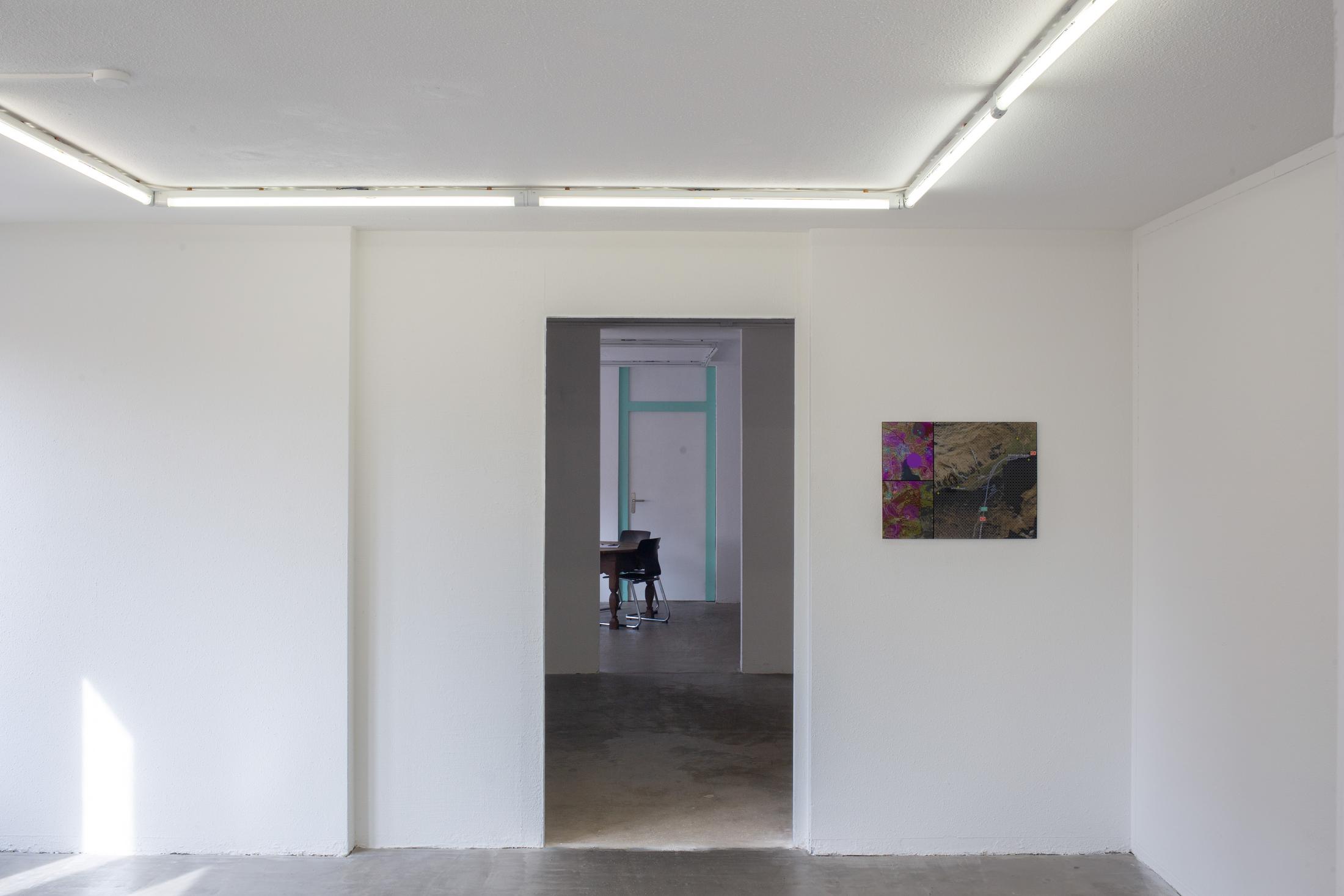 Exhibition View Group Show «Memory Mold; view on Medjid Sopi, Micromanagement, Arachnids and Altitude, 2024, Digital print on plexiglass, 60 x 45 cm» at Hamlet, Zurich, 2024 / Photo: Leevi Toija / Courtesy: the artists and Hamlet