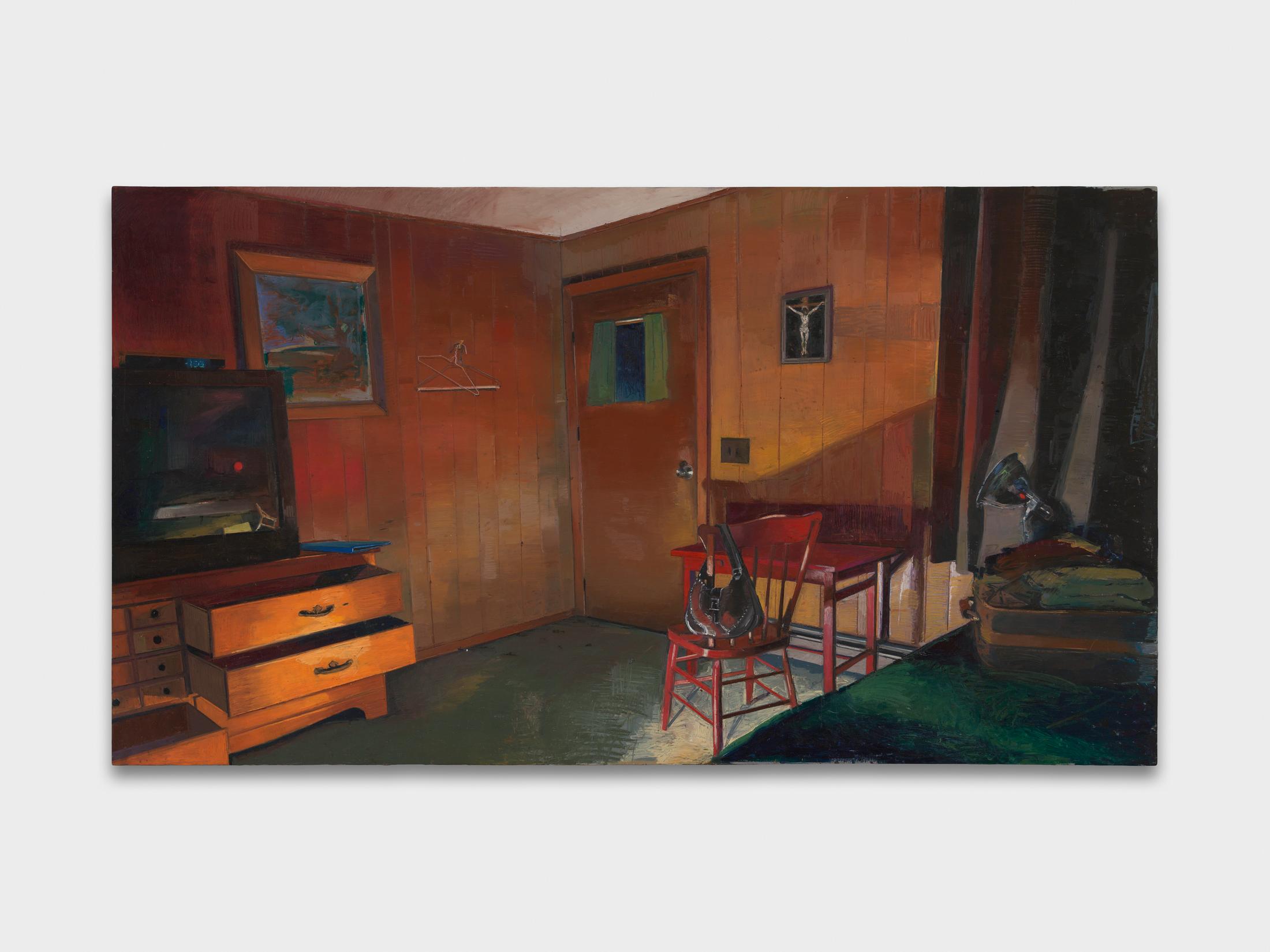 Exhibition View Solo Show Michelle Uckotter «Big Time Shopping Is Here; view on Michelle Uckotter, The Duchess, 2024, oil pastel on panel, 116.84 x 116.84 x 4.5 cm» at Bernheim Gallery, Zurich, 2024 / Photo: Annik Wetter / Courtesy: The artist and Bernheim Gallery