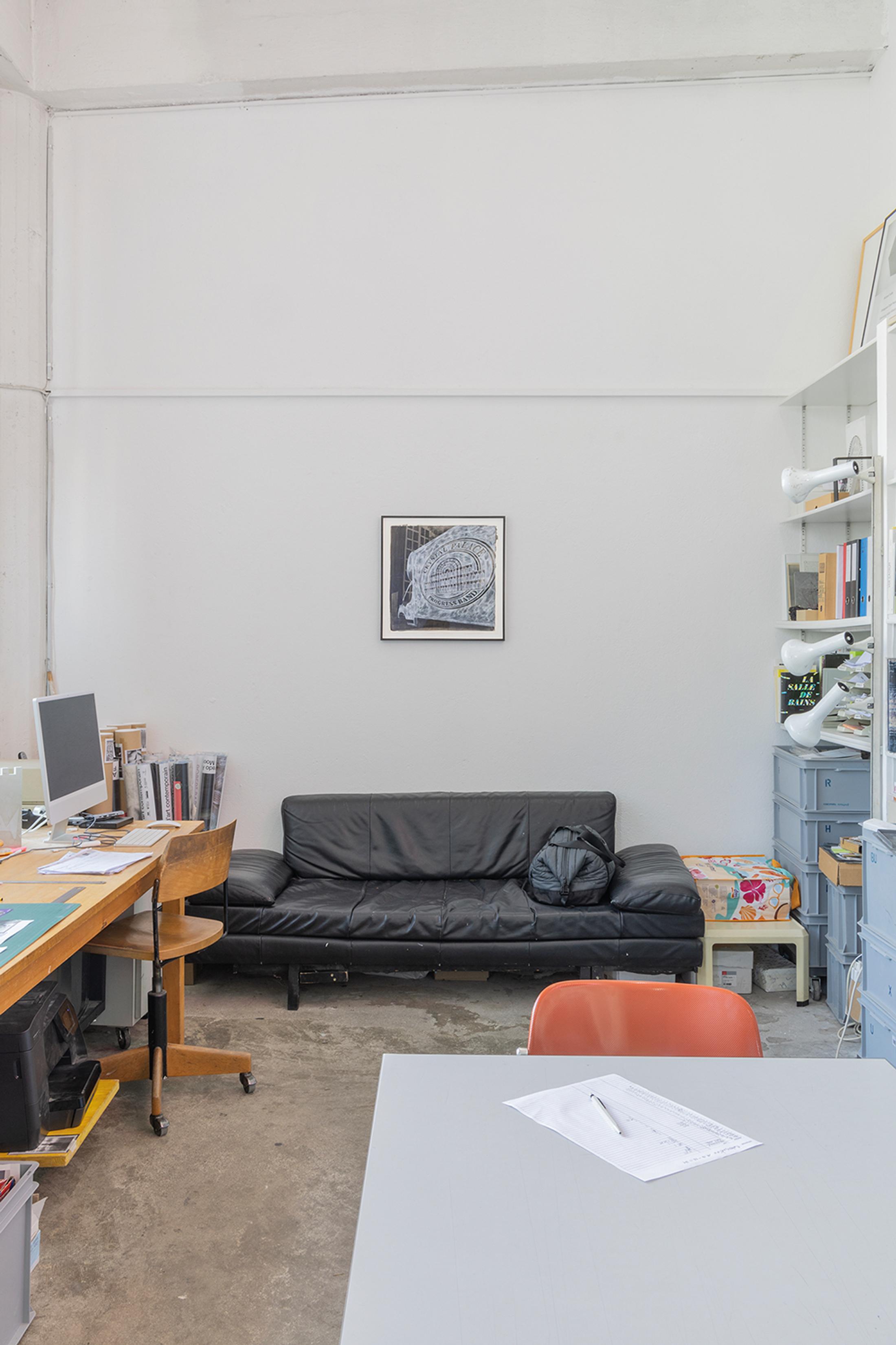 Exhibition View Group Show «Modernization ; view on Philippe Daerendinger, Amateurs: South Circular Orchestra, 2022, ink, pencil and watercolour, 50 × 51,5 cm» at Circuit, Lausanne, 2024 / Photo: Aude Mayer / Courtesy: the artists, Aude Mayer, CIRCUIT