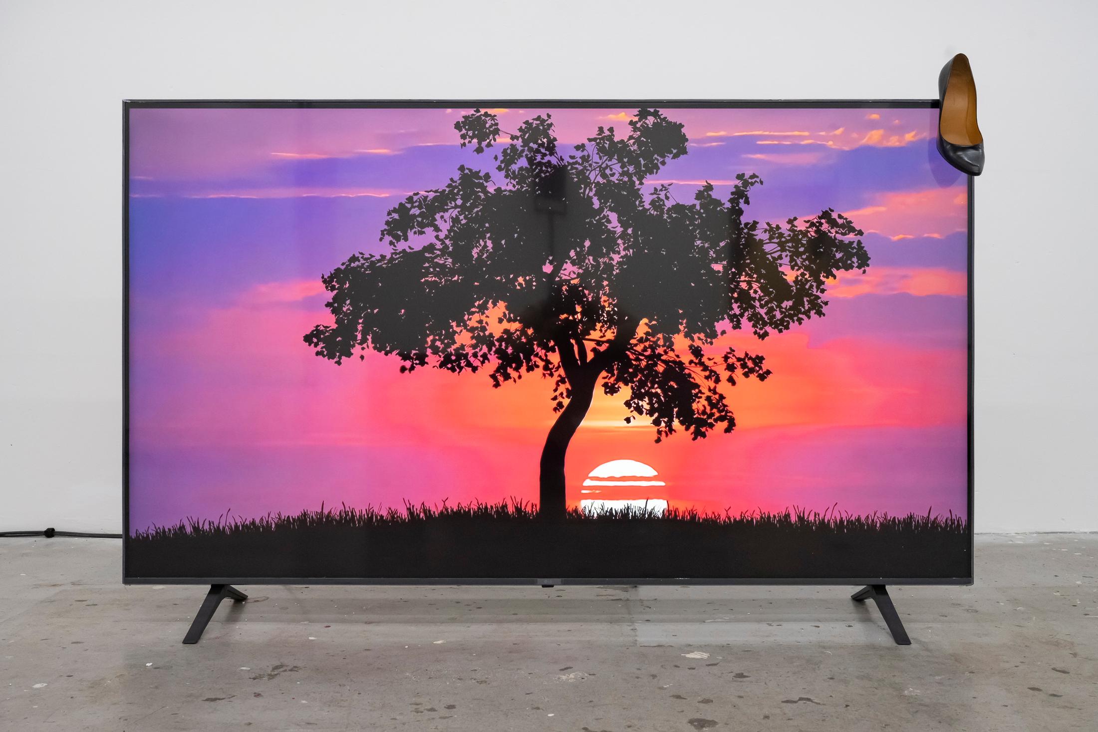 Exhibition View Nicola Genovese Solo Show «Desireless; view on Nicola Genovese in collaboration with Dustin Kenel, Desireless (Allison), 2023, three-channel video installation (detail)» at Toxi, Zurich, 2023 / Photo: Sebastian Lendenmann / Courtesy: the artist and Toxi