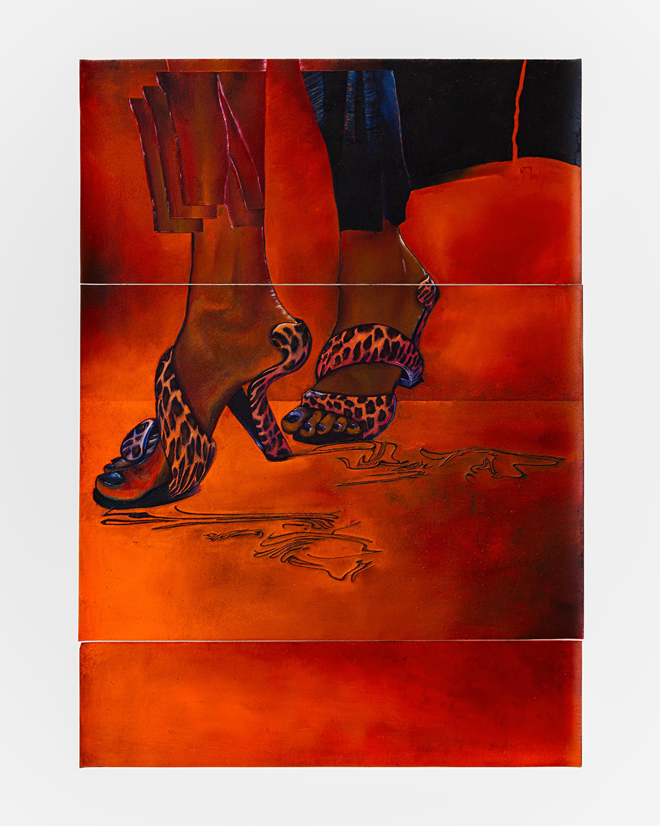 Exhibition View Solo Show Niels Trannois «Version Cue ; view on Astrit, 2024, laser-engraved oil on porcelain on Plexiglas, 51x36 cm» at CALM – Centre d’Art La Meute, Lausanne, Switzerland, 2025 / Photo: Théo Dufloo / Courtesy of the artist