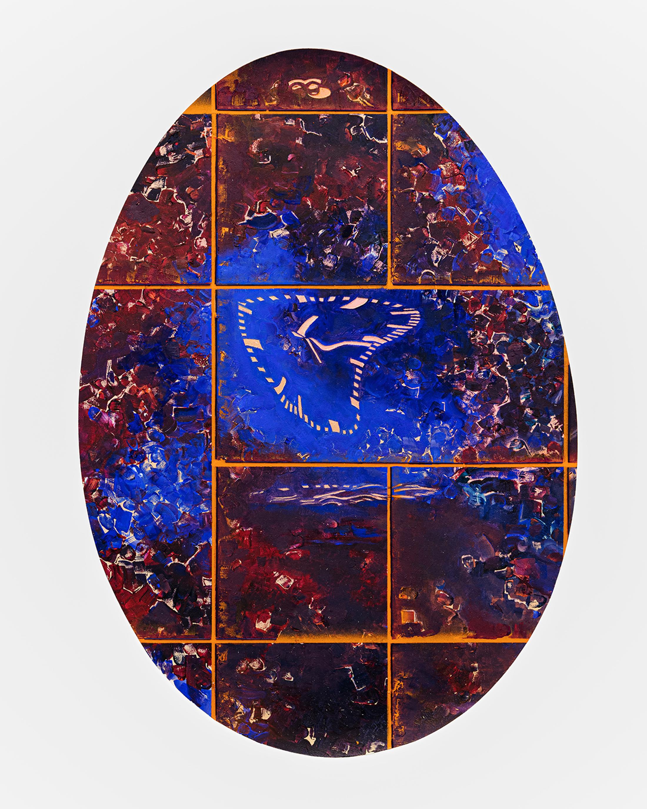 Exhibition View Solo Show Niels Trannois «Version Cue ; view on Menace, Version Cue, 2024, oil and graphite on laser-engraved porcelain, 40x30 cm» at CALM – Centre d’Art La Meute, Lausanne, Switzerland, 2025 / Photo: Théo Dufloo / Courtesy of the artist