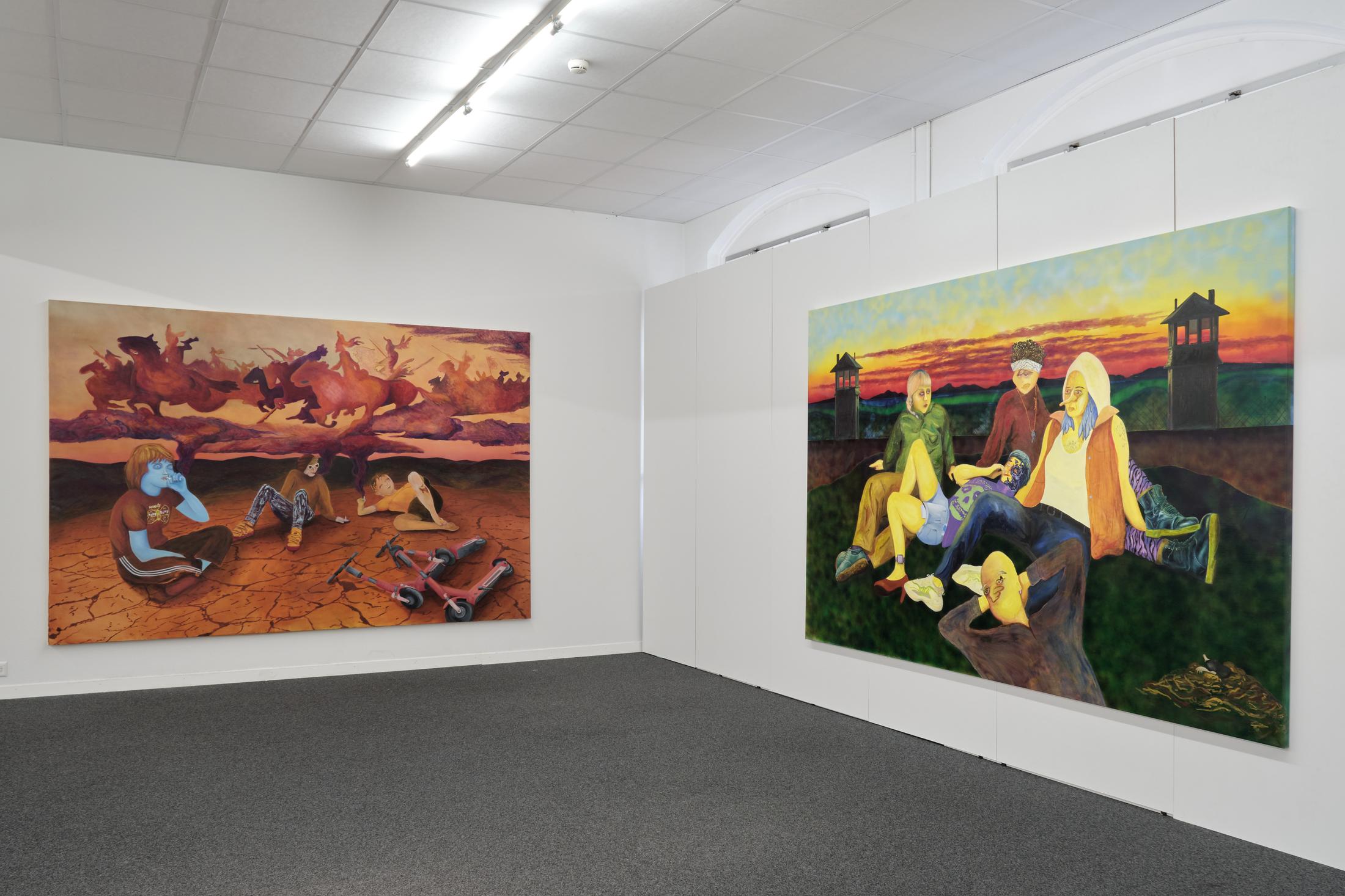 Exhibition View Noemi Pfister Solo Show «Fixing the shoes with glue, so many times» at unanimous consent, Zurich, 2023 / Photo: Philip Ullrich / Courtesy: the artist and unanimous consent