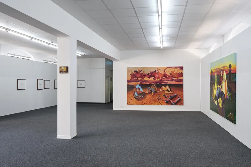 Exhibition View Noemi Pfister Solo Show «Fixing the shoes with glue, so many times» at unanimous consent, Zurich, 2023 / Photo: Philip Ullrich / Courtesy: the artist and unanimous consent