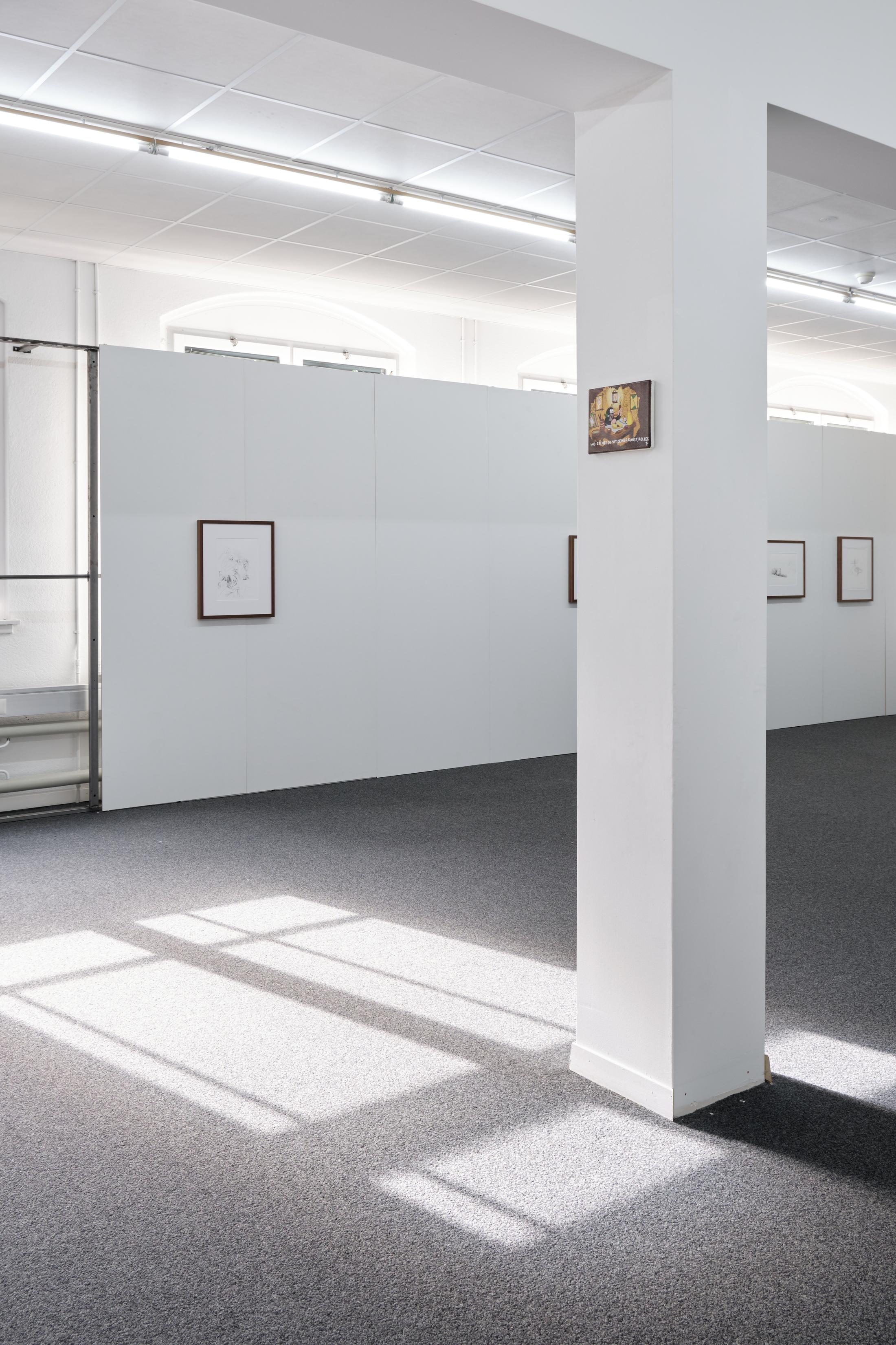 Exhibition View Noemi Pfister Solo Show «Fixing the shoes with glue, so many times» at unanimous consent, Zurich, 2023 / Photo: Philip Ullrich / Courtesy: the artist and unanimous consent