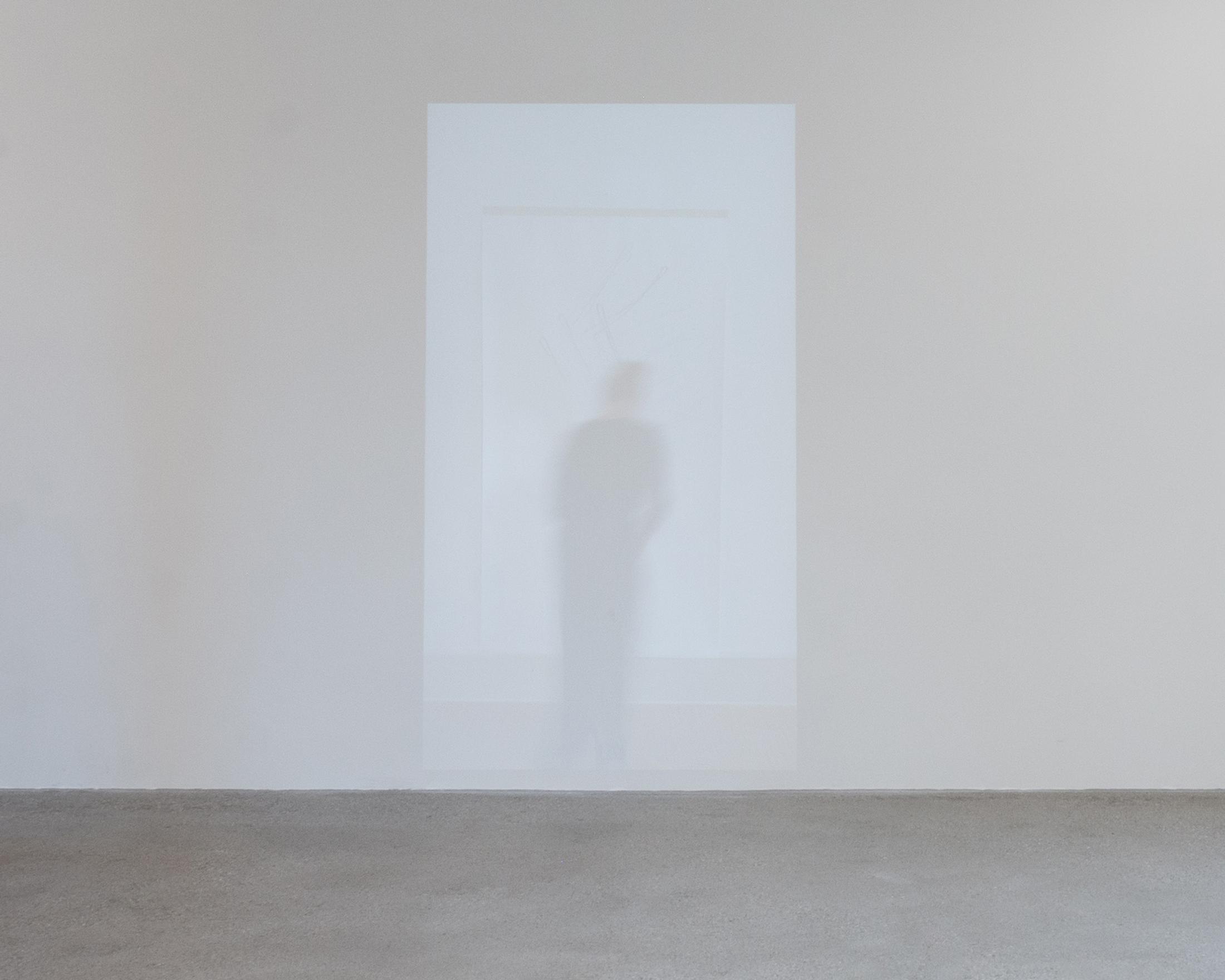 Exhibition View Group Show «Our Labor, Our Passion, Our Love; view on D. Denenge Duyst-Akpem, Rope Beating Drawing, Pastoral Brutalism series, 2022, private performance video, artist's body/gesture, rope, charcoal and paper» at CALM - Centre d'Art la Meute, Lausanne, 2024 / Photo: Théo Dufloo / Courtesy: The artist and CALM - Centre d'Art La Meute