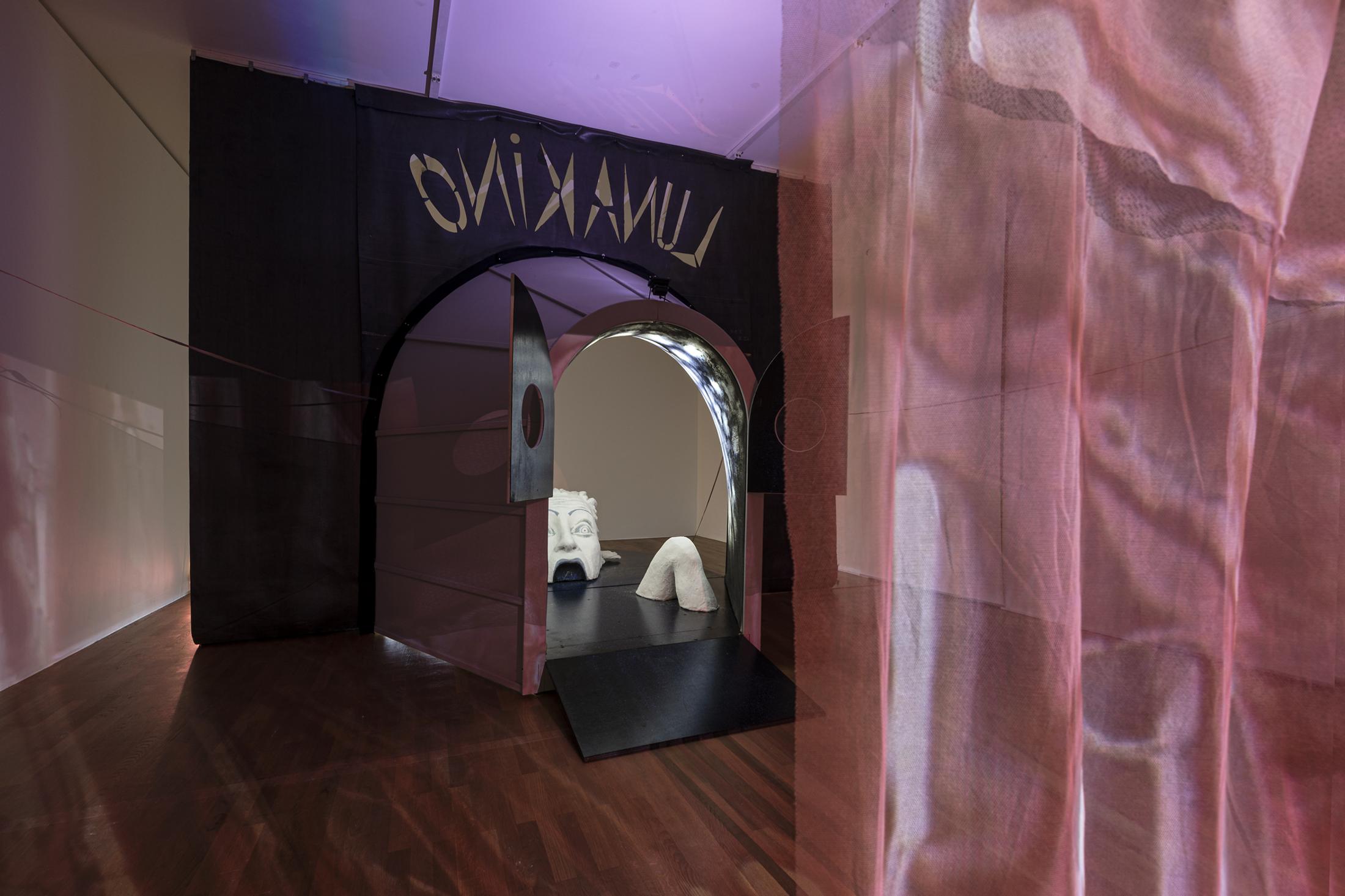 Exhibition View Solo Show «Pauline Curnier Jardin; view on Pauline Curnier Jardin, Luna Kino, 2022» at Kunsthalle Winterthur, Winterthur, 2023 / Photo: Christian Schwager / Courtesy: the artist, Kunsthalle Winterthur and ChertLüdde