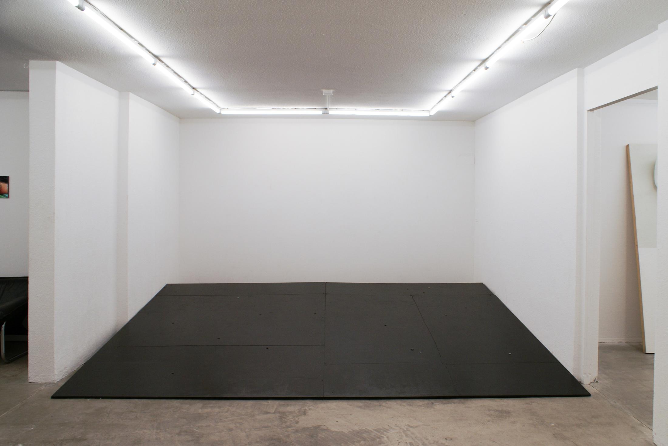 Exhibition View Group Show «Pirouettenschwindel; view on Skjold Rambow, Trapdoor, 2024, Performance and Installation» at HAMLET, Zurich, 2024 / Photo: Leevi Toija / Courtesy: the artist and HAMLET