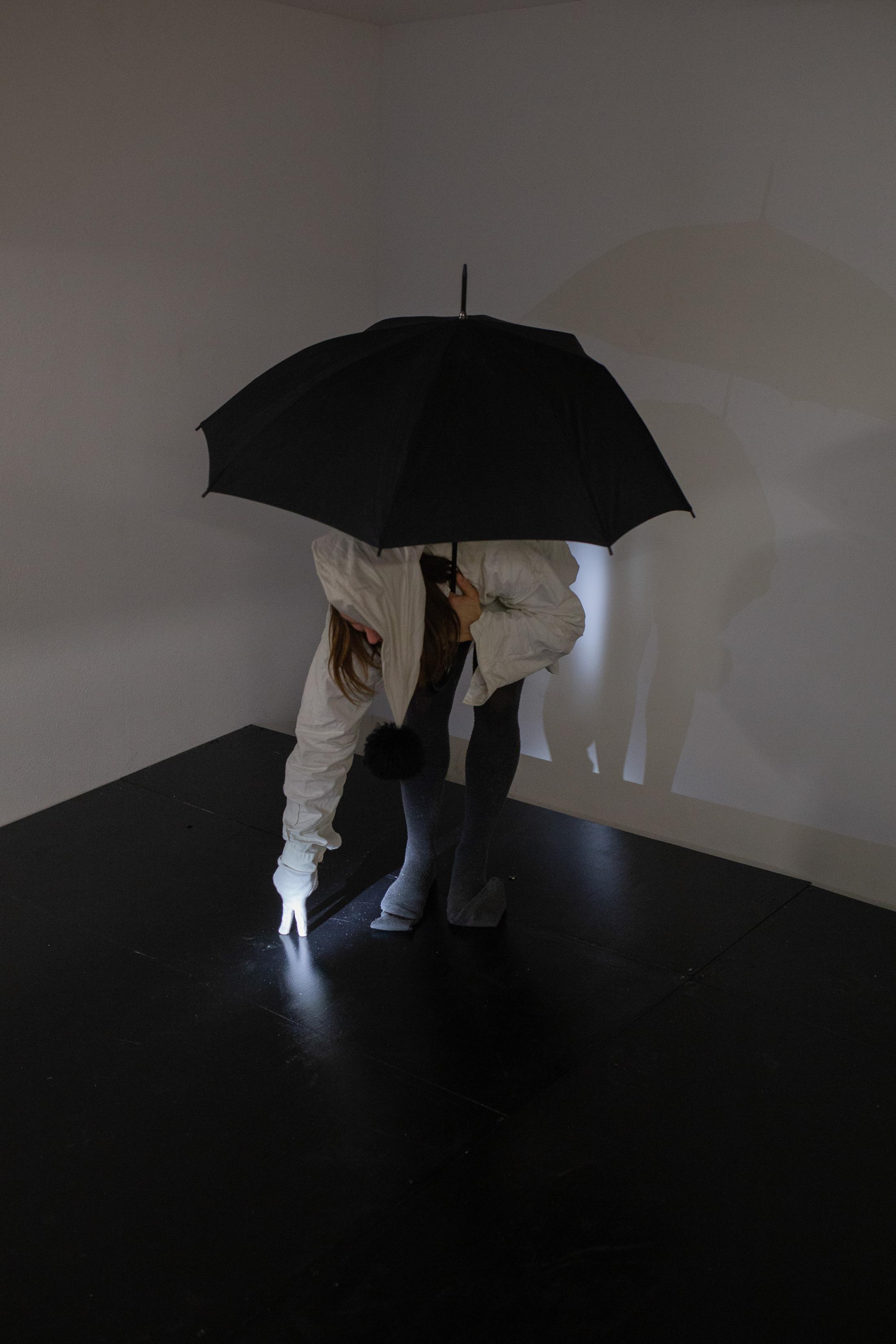 Exhibition View Group Show «Pirouettenschwindel; view on Skjold Rambow, Trapdoor, 2024, Performance and Installation» at HAMLET, Zurich, 2024 / Photo: Leevi Toija / Courtesy: the artist and HAMLET